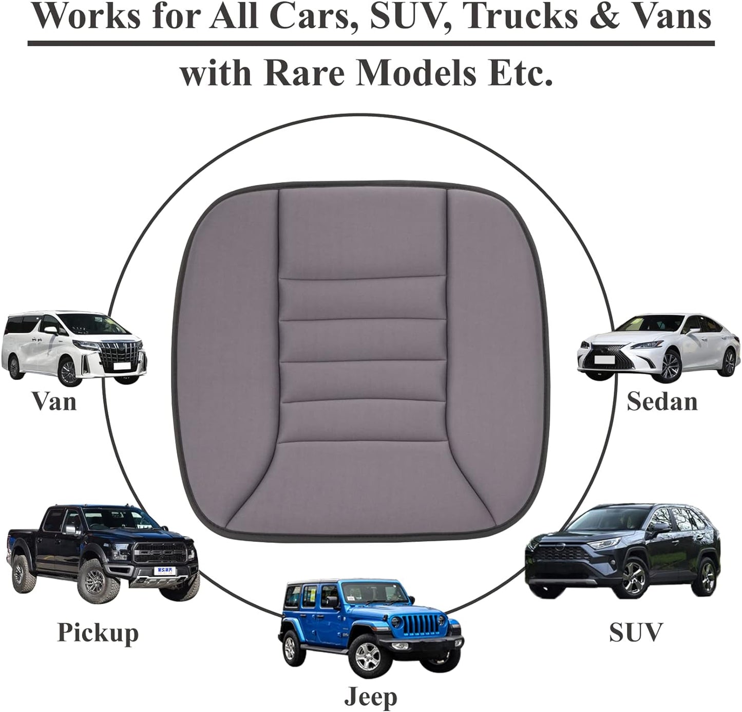 kingphenix Car Seat Cushion with 1.2inch Comfort Memory Foam, Seat Cushion for Car and Office Chair (Dark Grey)