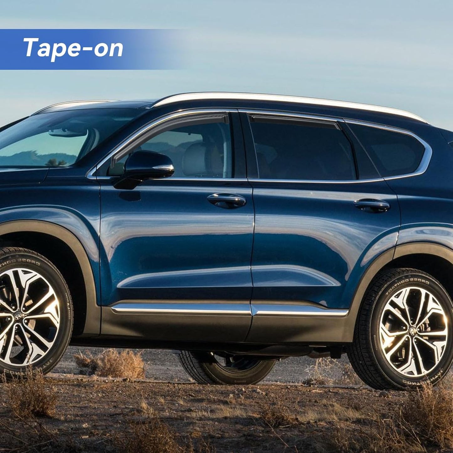 Window Visors Rain Guards Shield for 2013-2018 Hyundai Santa Fe, Out-Channel Window Vent Wind Deflectors Visors Shades for 13-18 Santa Fe (EXCLUDES Santa FE XL)