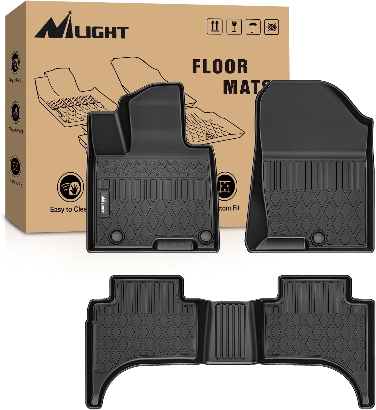 Nilight Floor Mats for Hyundai Santa Cruz 2022 2023 2024 2025 All Weather Custom Fit Heavy Duty Floor Liners