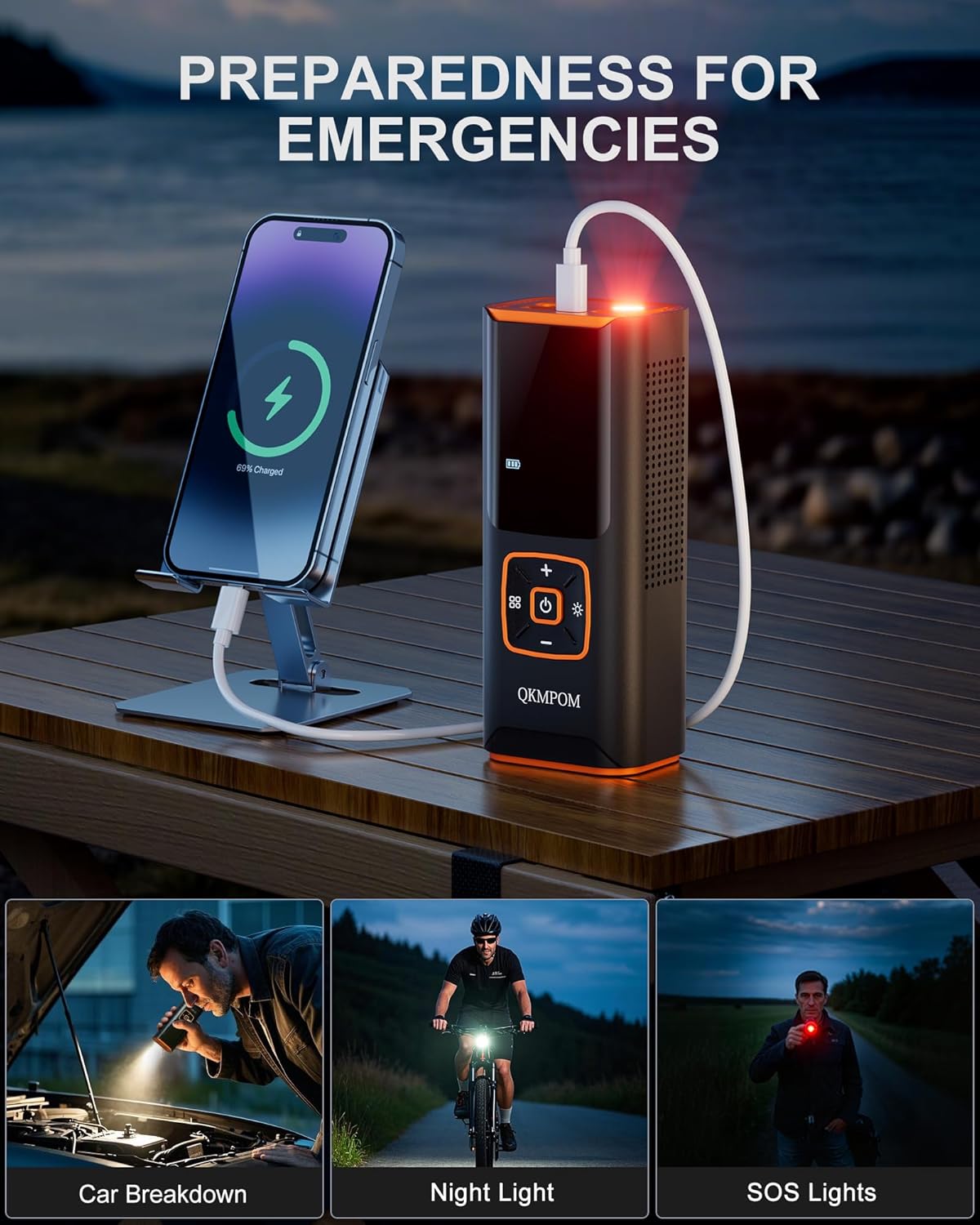 Tire Inflator Portable Air Compressor, 6X Faster 180 PSI Cordless Air Compressor, Air Pump with Pressure Gauge - Portable Tire Inflator for Car, Pickup, Motor, Bicycle, Balls and More