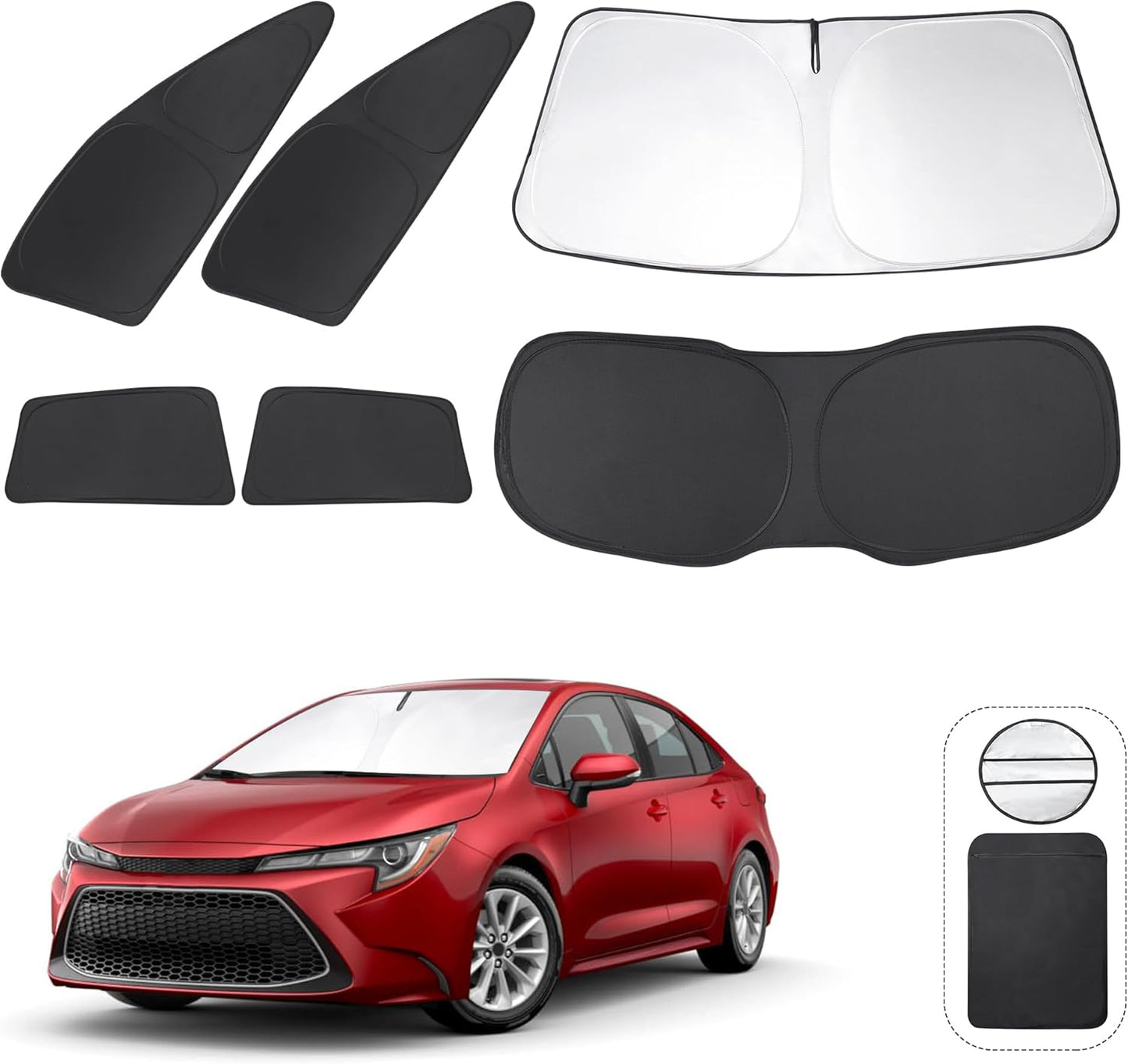 TINGLU Window Shades for Toyota Corolla 2020-2024 2025 (Not for Corolla Cross) Accessories Side Full Windows Cover Camping Rear Triangular Windshield Sun Shade Sun UV Rays Privacy Protection 6PCS