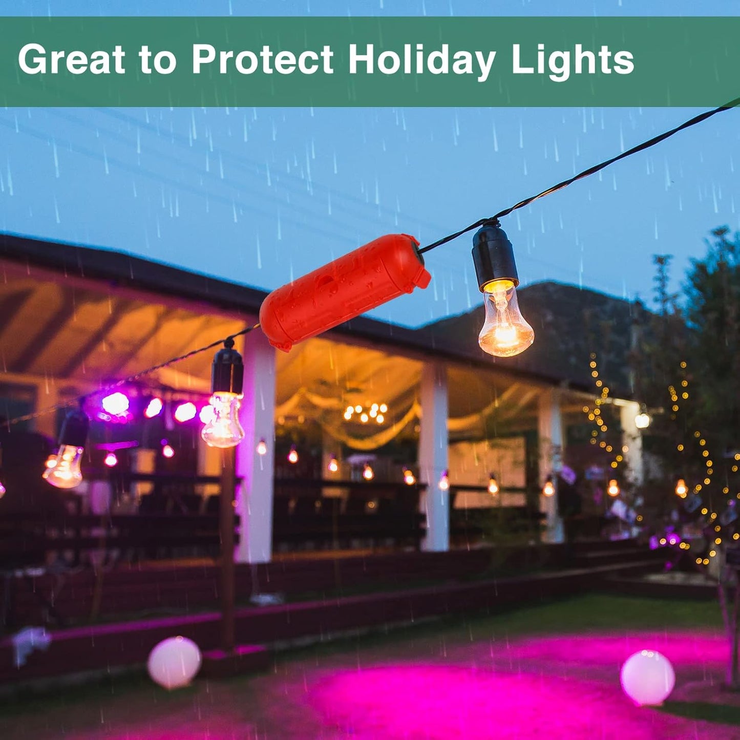 Flemoon [3 Pack] Outdoor Extension Cord Safety Cover with Waterproof Seal, Weatherproof Electrical Connection Box to Protect Outdoor Outlet, Plug, Socket, Christmas Holiday Decoration Light, Red