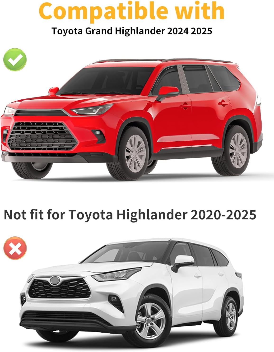 in-Channel Window Rain Guards Fit for Toyota Grand Highlander 2024 2025 Extra Durable Window Visors Window Deflectors Vent Visors Vent Shades Car Accessories-4 pcs 2-Q20