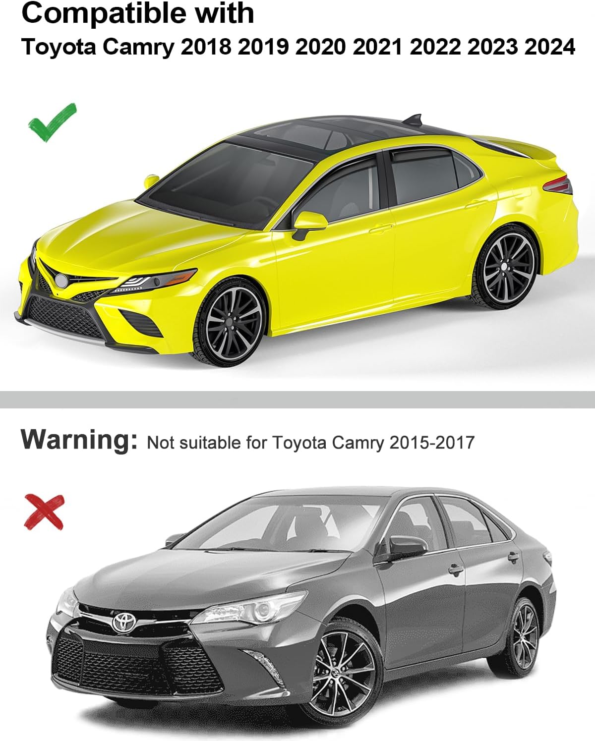 in-Channel Window Rain Guards Fit for Toyota Camry 2018 2019 2020 2021 2022 2023 2024 Extra Durable Window Deflectors Vent Visors Shades Exterior Car Accessories Visors Rain Guards - 4 pcs