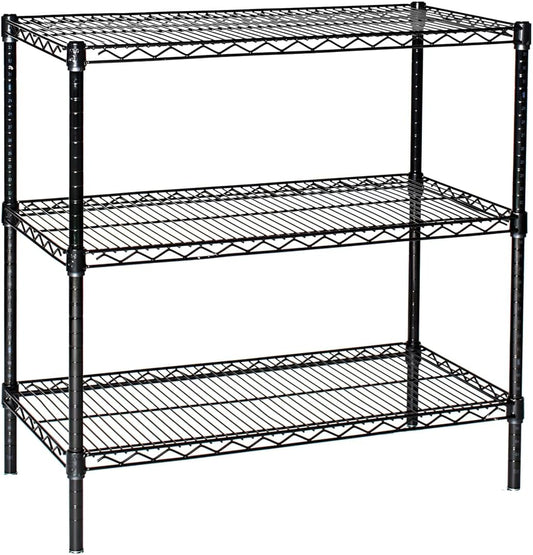 Omega 18" Deep x 24" Wide x 36" High 3 Tier Black Starter Shelving Unit