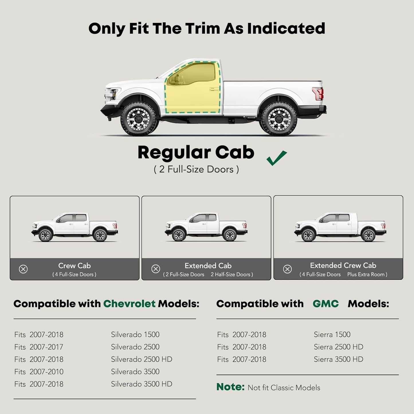 YHTAUTO 3 Inch Running Boards Side Steps Compatible with Chevy Silverado & GMC Sierra 1500/2500 HD/3500 HD, Standard/Regular Cab, Round Stainless Steel Polished Chrome Truck Cab Side Step Rails