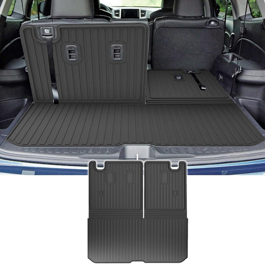 Original Cargo Mat & Backrest Mat Fit for Honda Pilot 2016-2022: Cargo Liner with Backrest Mat Behind 3rd Row Back Seat Protector - All Weather Protection Trunk Mat with Back Seat Cover Accessories