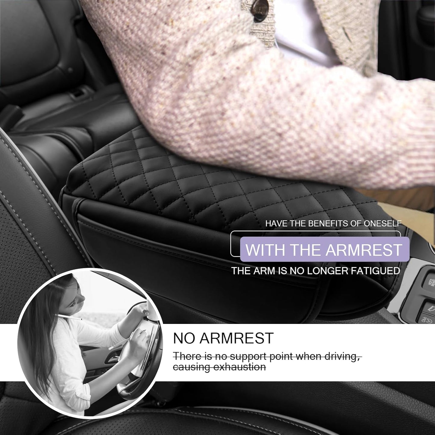 LUWU 2026 Passport Center Console Cover Compatible with 2026 Honda Passport RTL/TrailSport Accessories 2026 Passport Armrest Cover Armrest Console Cover (Thick Black)