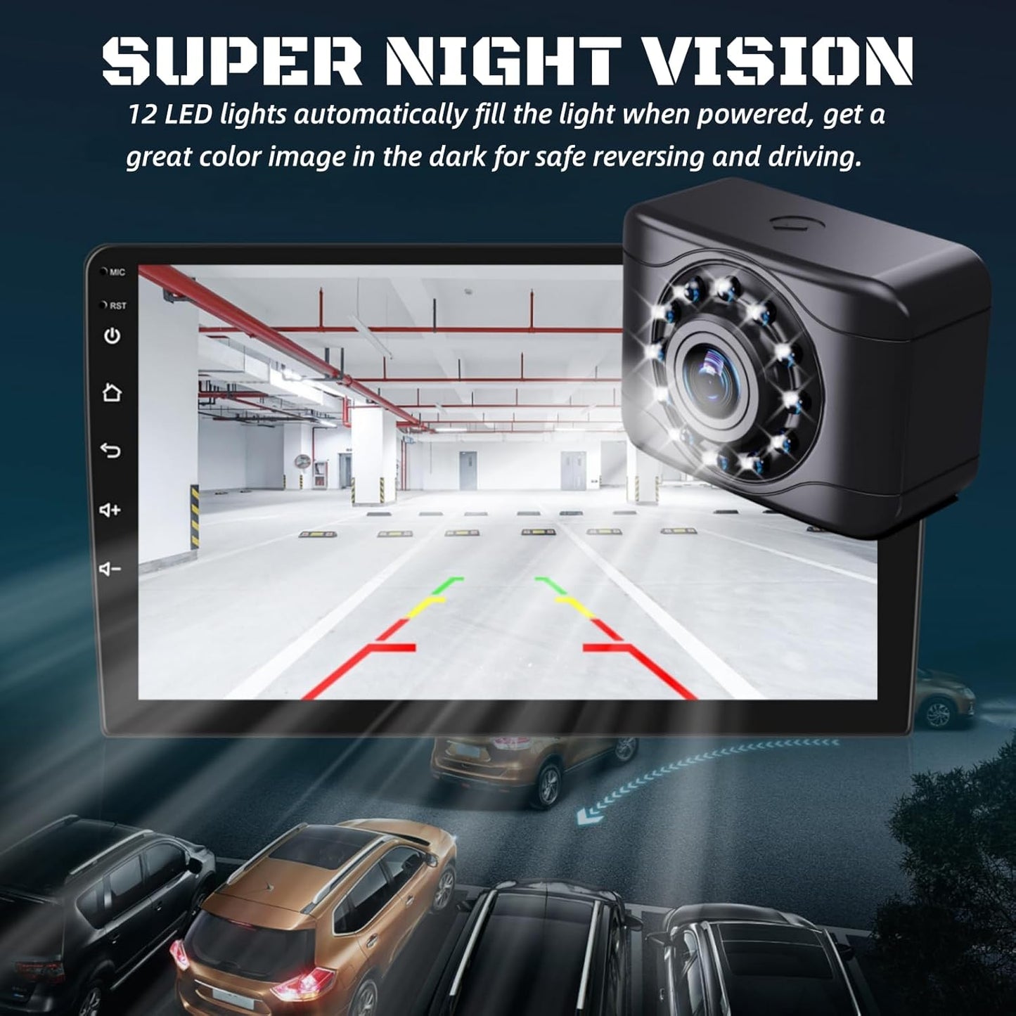 X1 Backup Camera for Car License Plate Reverse Cam, IP69 Waterproof Rearview Camara de Reversa de Auto Clear Night Vision, 149 Degree Wide View Angle - NTSC 12V