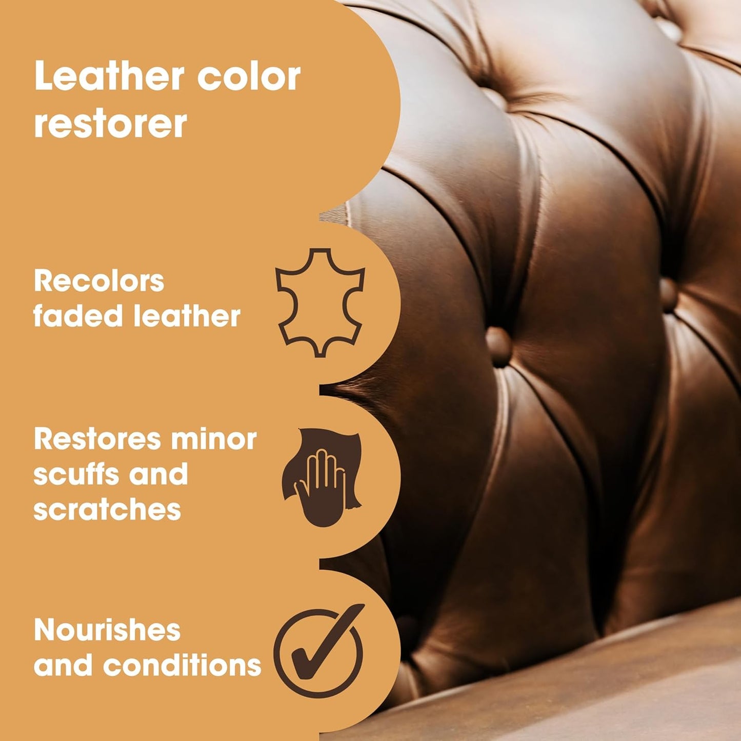 The Original Leather Recoloring Balm by Furniture Clinic - Camel Leather Dye for Furniture, Couches & Car Seats - Restore Scratched, Faded, & Damaged Surfaces
