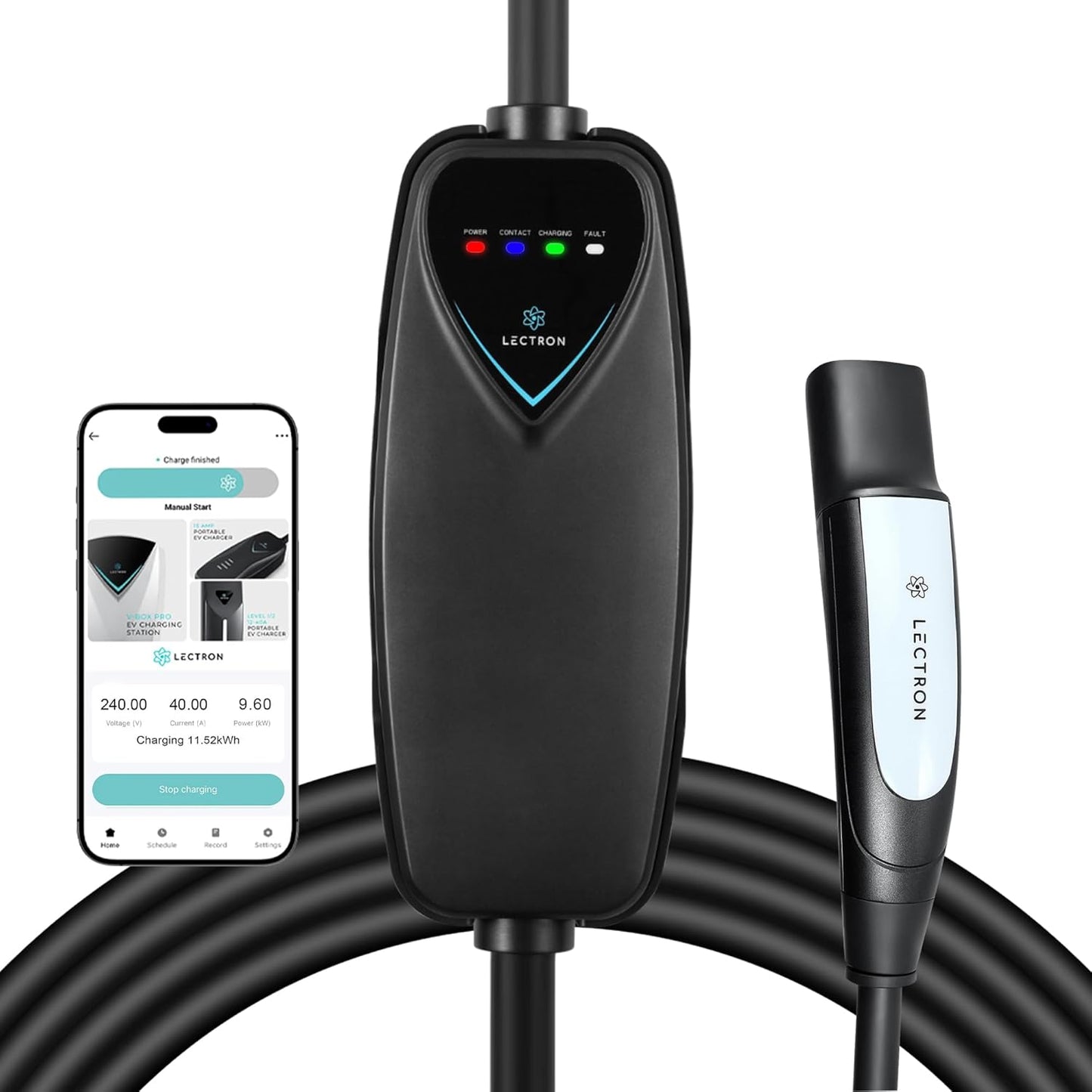 Lectron Level 2 Tesla Charger (WiFi Version) - 240V, 40 Amp, NEMA 14-50 Plug, 16 ft Extension Cord - Portable Electric Car Charger for Tesla - Compatible with All Tesla Models 3/Y/S/X
