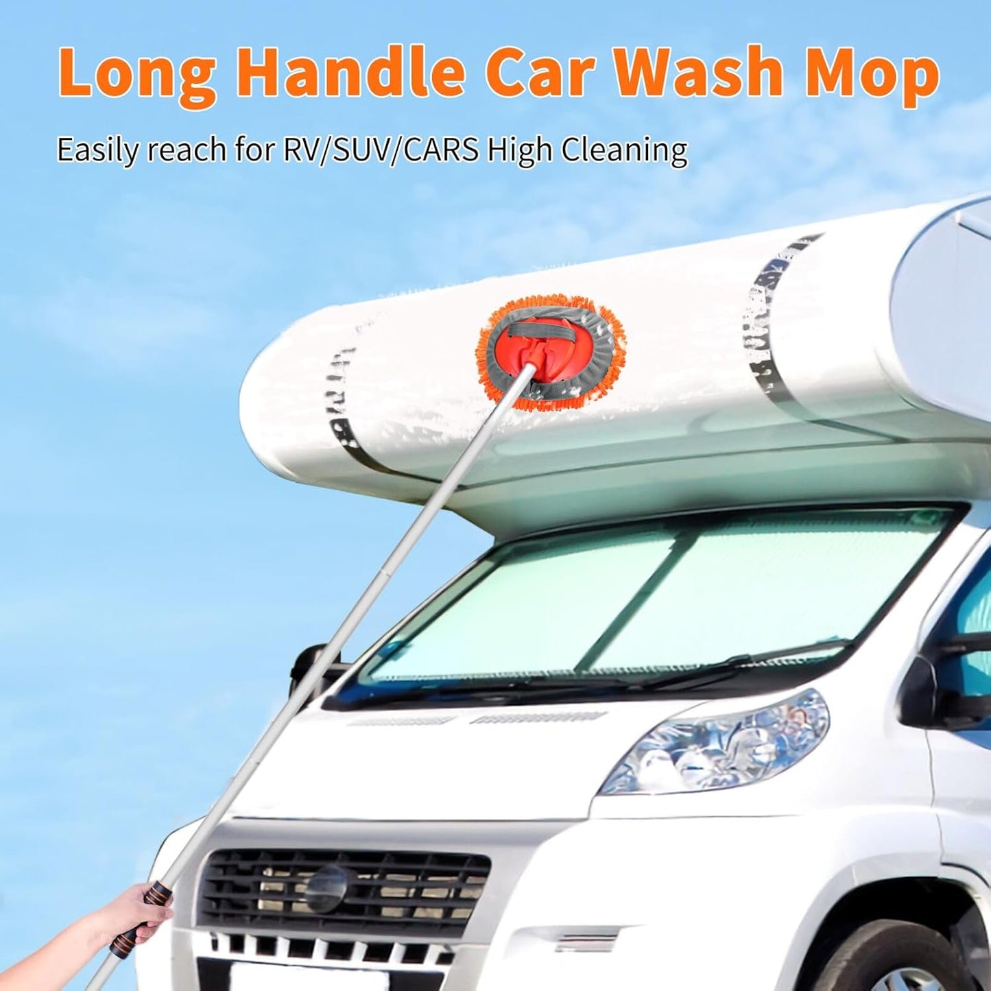 62'' Car Wash Brush with Long Handle, Soft Bristle Scratch-Free Car Wash Cleaning Detailing Brush Mop Kit Wash Mitt Towel Windshield Squeegee Wheel Tire Brush for Car SUV Truck RV Cleaning
