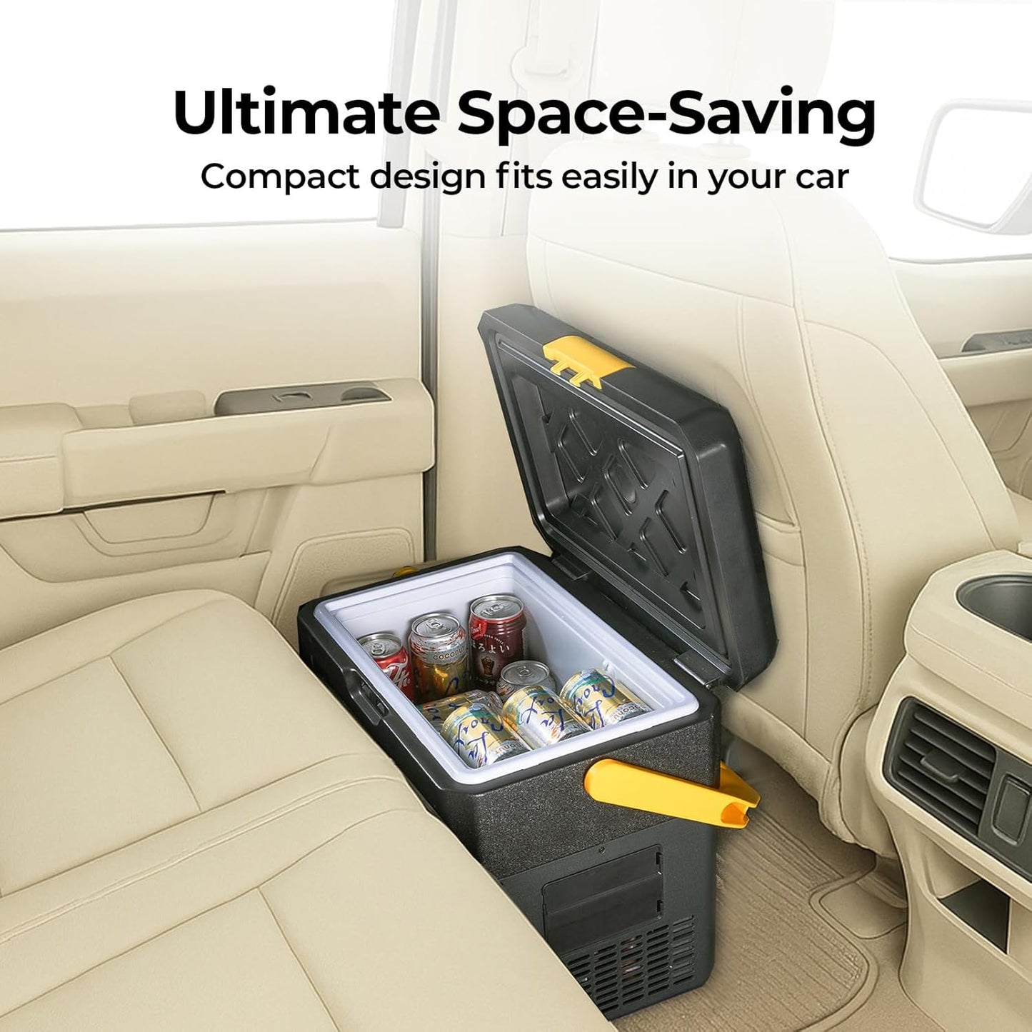 BougeRV CRH 12 Volt Refrigerator, 19QT Car Fridge with 173Wh Detachable Battery, 18L Portable Freezer, -4~68℉, 12/24V DC, 110~240V AC, Ideal for 2 People, Road Trips, Truck, Camping (Battery Included)