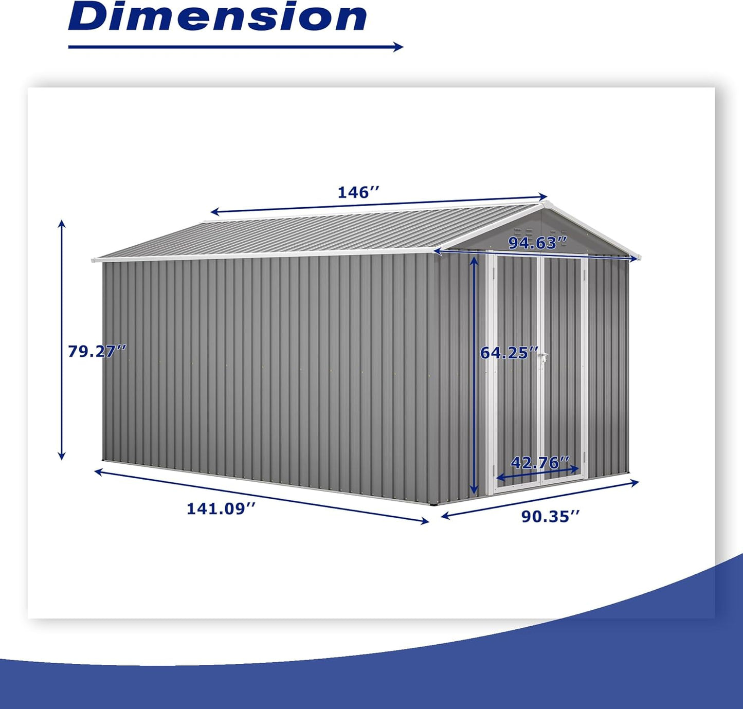 8x12 FT Outdoor Storage Shed,Metal Shed W/Floor,Garden Storage Shed W/ 1 Lockable Hinged Door,All Weather Waterproof Tool House W/ 2 Air Vents & Sloped Roof,for Backyard,Patio,Lawn,Gray