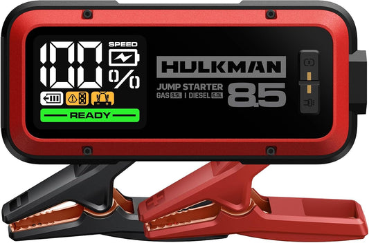 Hulkman Alpha85,Carmine Red, 2000A 74Wh Smart Jump Starter, 12V Portable Car Battery Booster with 3.3" Display, USB-C Power Pack,Includes 65W Wall Charger, Jumper Cables for up to 8.5L Gas/6.0L Diesel