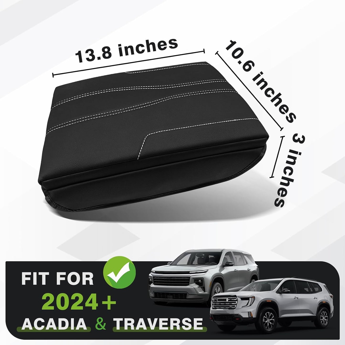 Muslogy Center Console Cover 1-Inch Extra Thick Armrest Pad Compatible with 2024 2025 GMC Acadia & Chevy Traverse&2025 Buick Enclave Arm Rest Cushion Padding Anti-Scratch Console Leather Lid Protector