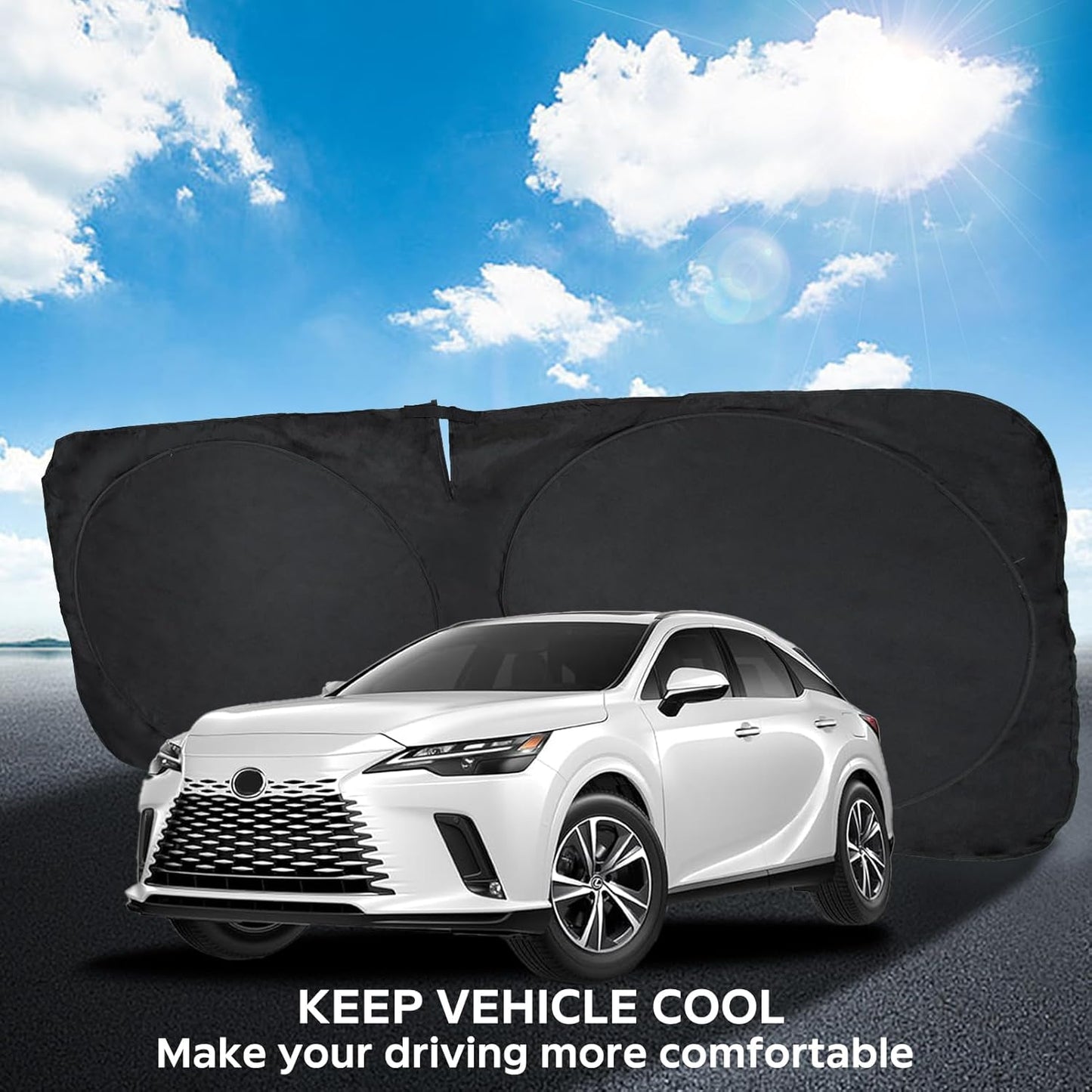 INSAUTO for RX 2025 Windshield Sun Shade Sunshade Custom-fit for Lexus RX SUV 2016-2022 2023 2024 Windshield Cover Front Window 4-Layers Sun Visor Foldable Blocks UV Rays Shield Keep Your Car Cooler