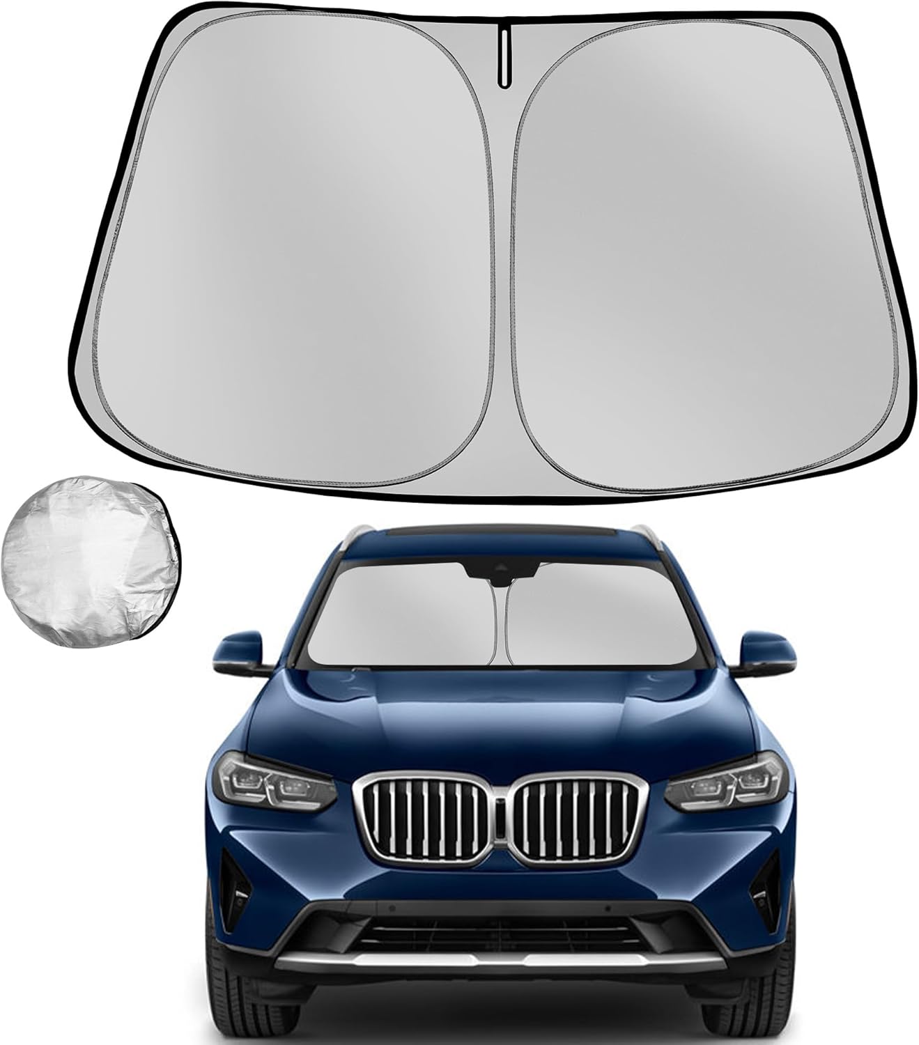 Windshield Sun Shade for 2018-2025 BMW X3 Foldable Sun Sunshade for Car Front Window Blocks UV Rays and Heat Automotive Interior Protector Custom Fit Accessories