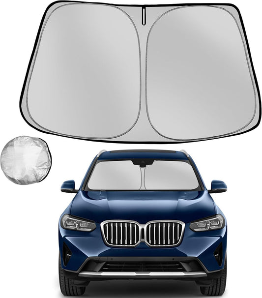 Windshield Sun Shade for 2018-2025 BMW X3 Foldable Sun Sunshade for Car Front Window Blocks UV Rays and Heat Automotive Interior Protector Custom Fit Accessories