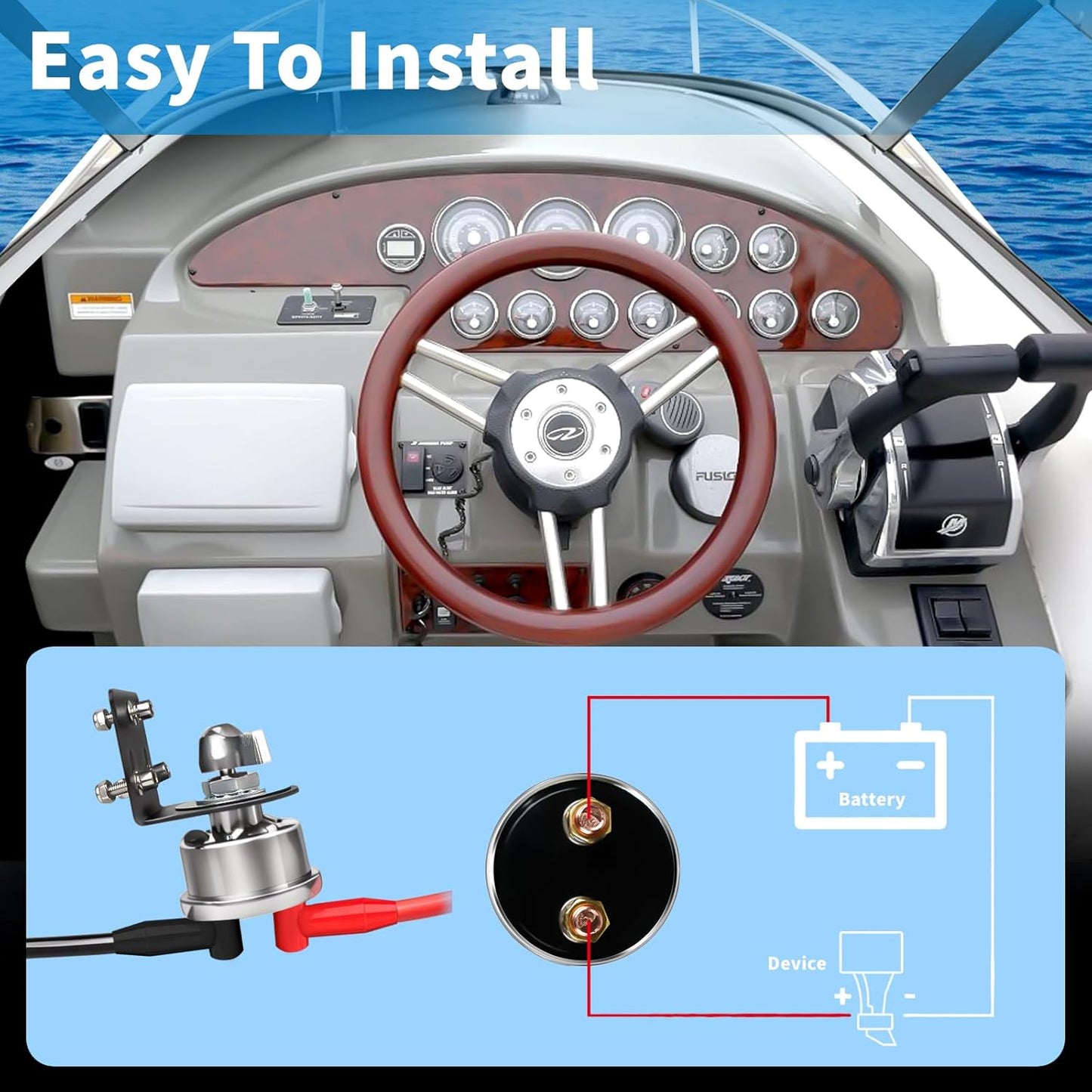 200A High Current Master Battery Disconnect Switch,12-48V Battery Power Cut Off Isolator Killer Switch with Face Plate for Car Vehicle RV Truck Boat Marine ATV