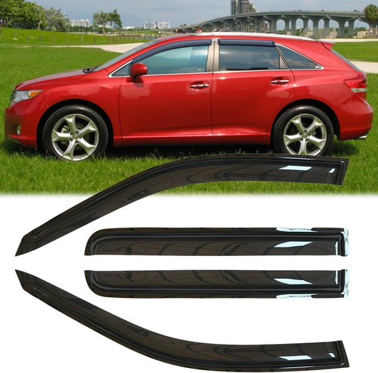 4pcs Original Outside Mount Style Window Rain Guards Shield Durable Side Wind Deflectors Dark Smoke Nice Looking Vent Window Visors Fit for 2009-2016 Toyota Venza 94162
