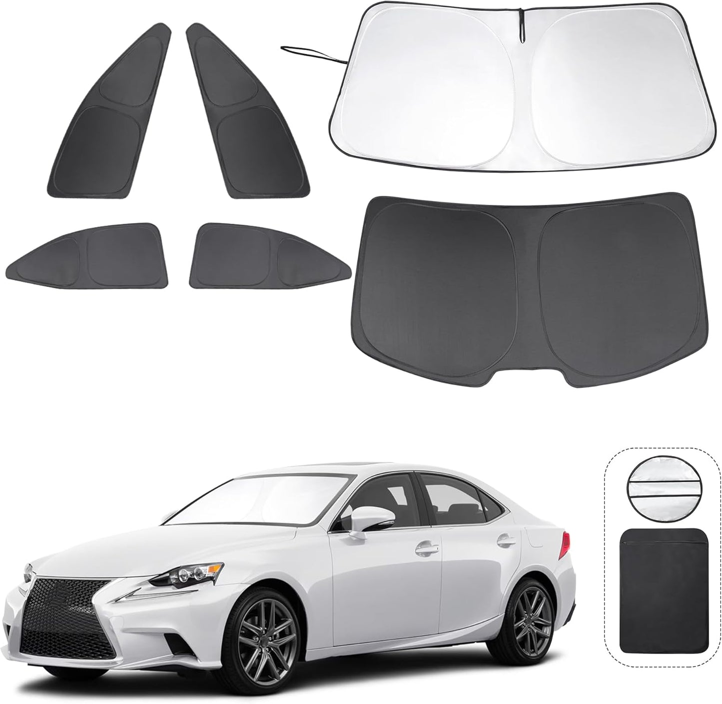 TINGLU Window Shades for Lexus is Sedan (NOT for Lexus RX, ES) 2014-2020 Accessories Car Side Full Windows Windshield Sun Shade Sun UV Rays & Privacy Protection for Camping 6PCS