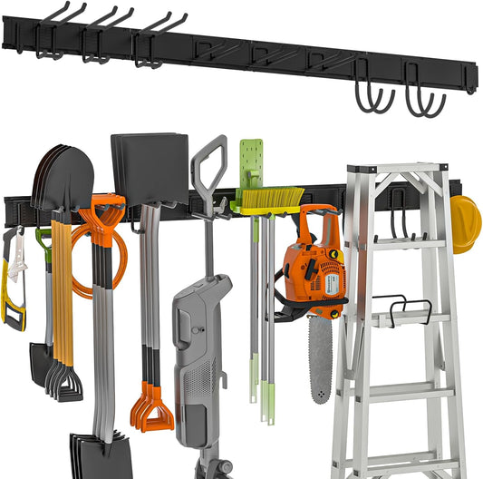 Garage Tool Organizer Wall Mount,Garden Tools Rack Holder,64 Inch Storage Hanger with Removable Heavy Duty Hooks