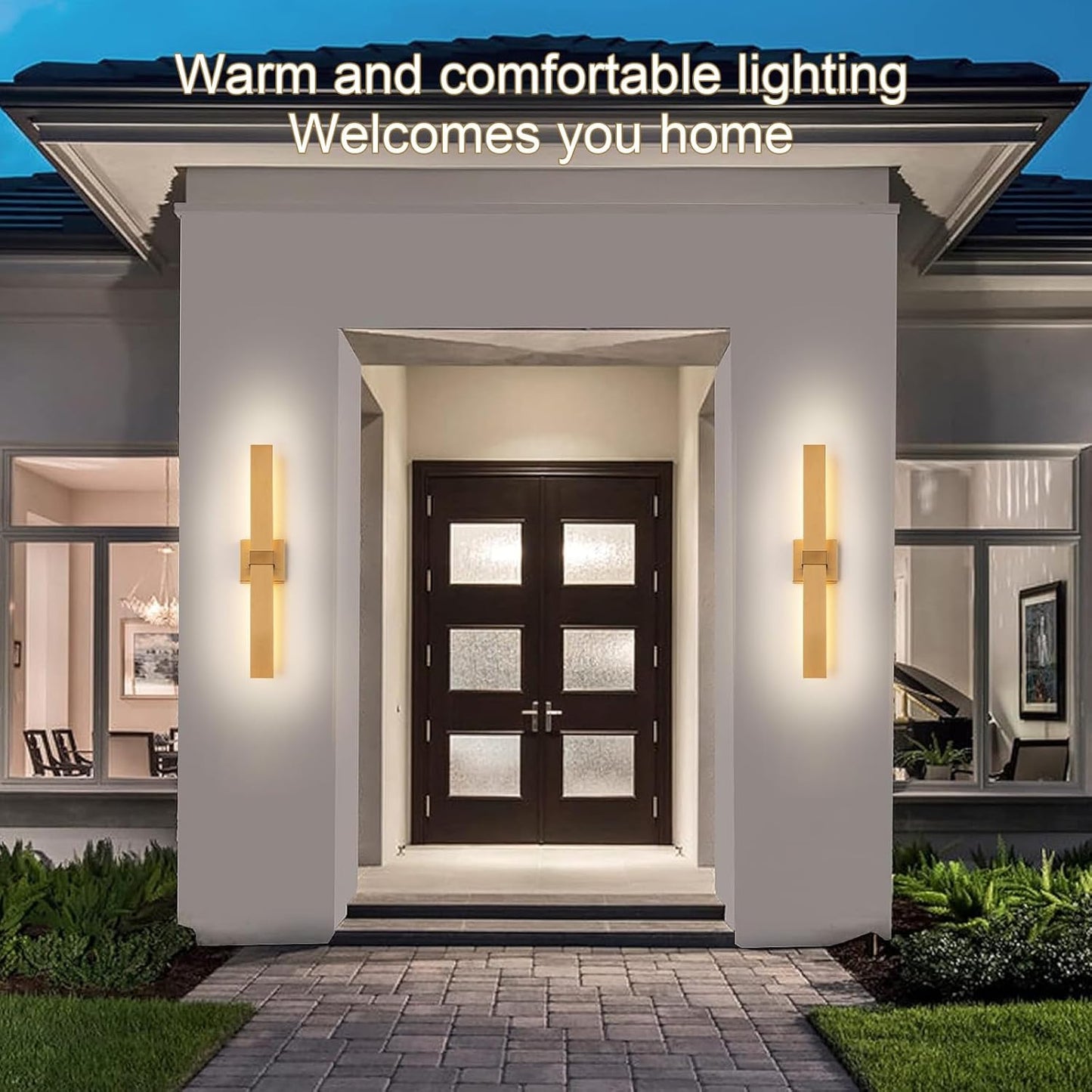 Modern LED Outdoor Wall Sconce 27.2" Gold Outdoor Wall Lights Exterior, Outdoor Light Fixtures Wall Mount on House, Garage, Porch, Patio, Front Door etc