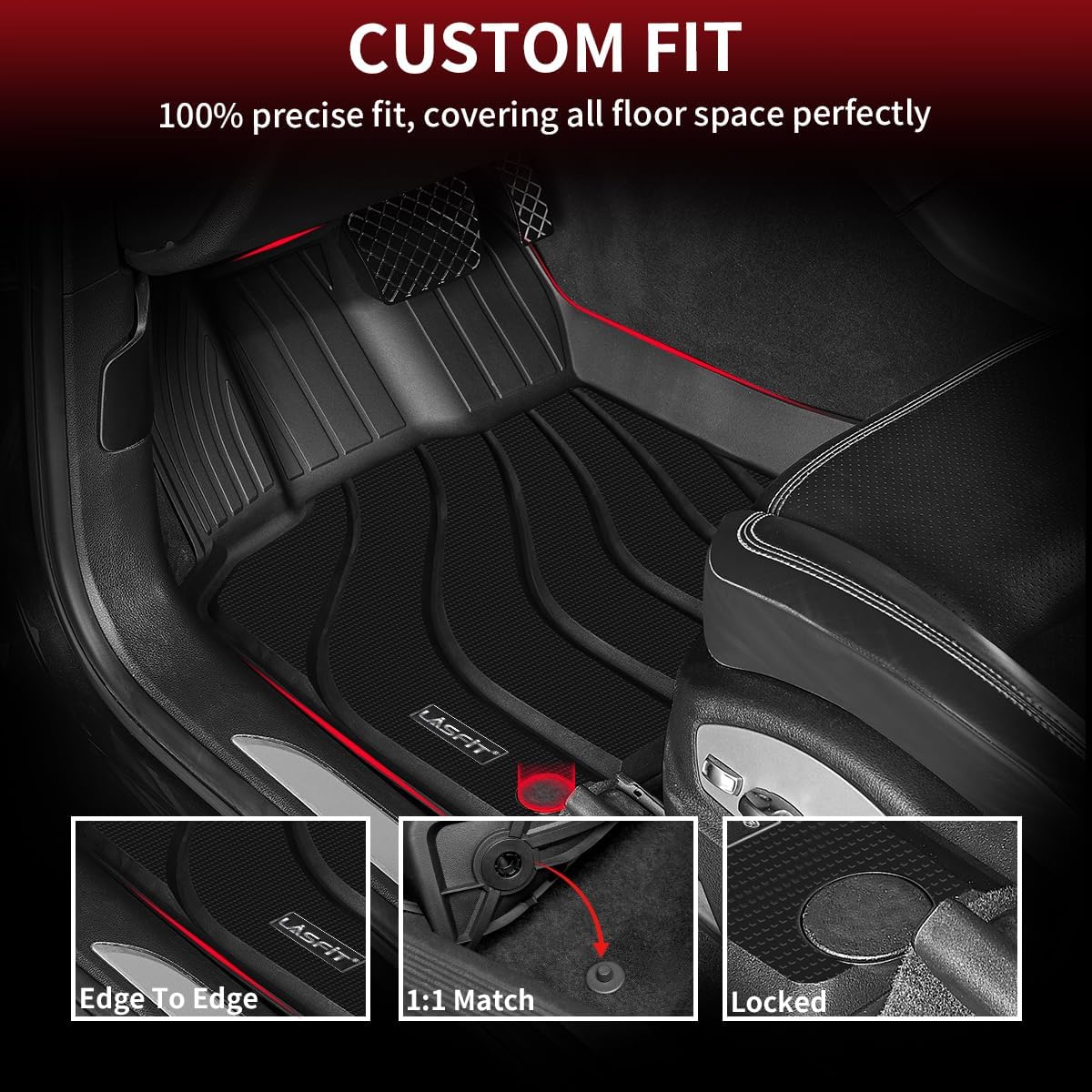 LASFIT Floor Mats for Porsche Macan 2014-2025 All Weather Floor Liner TPE Custom Fit Car Mats for Porsche Macan 1st & 2nd Row Rubber Mats, Black, Easy to Clean