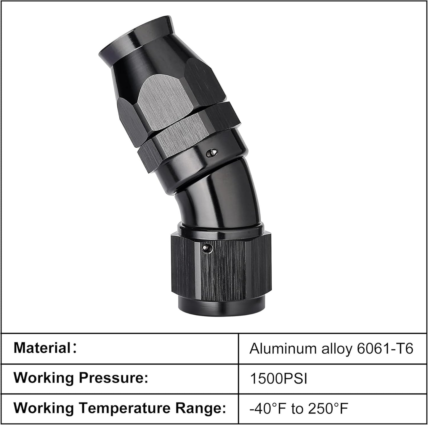 EVIL ENERGY 12AN 30 Degree PTFE One Piece Full Flow End Hose Fitting Aluminum Black