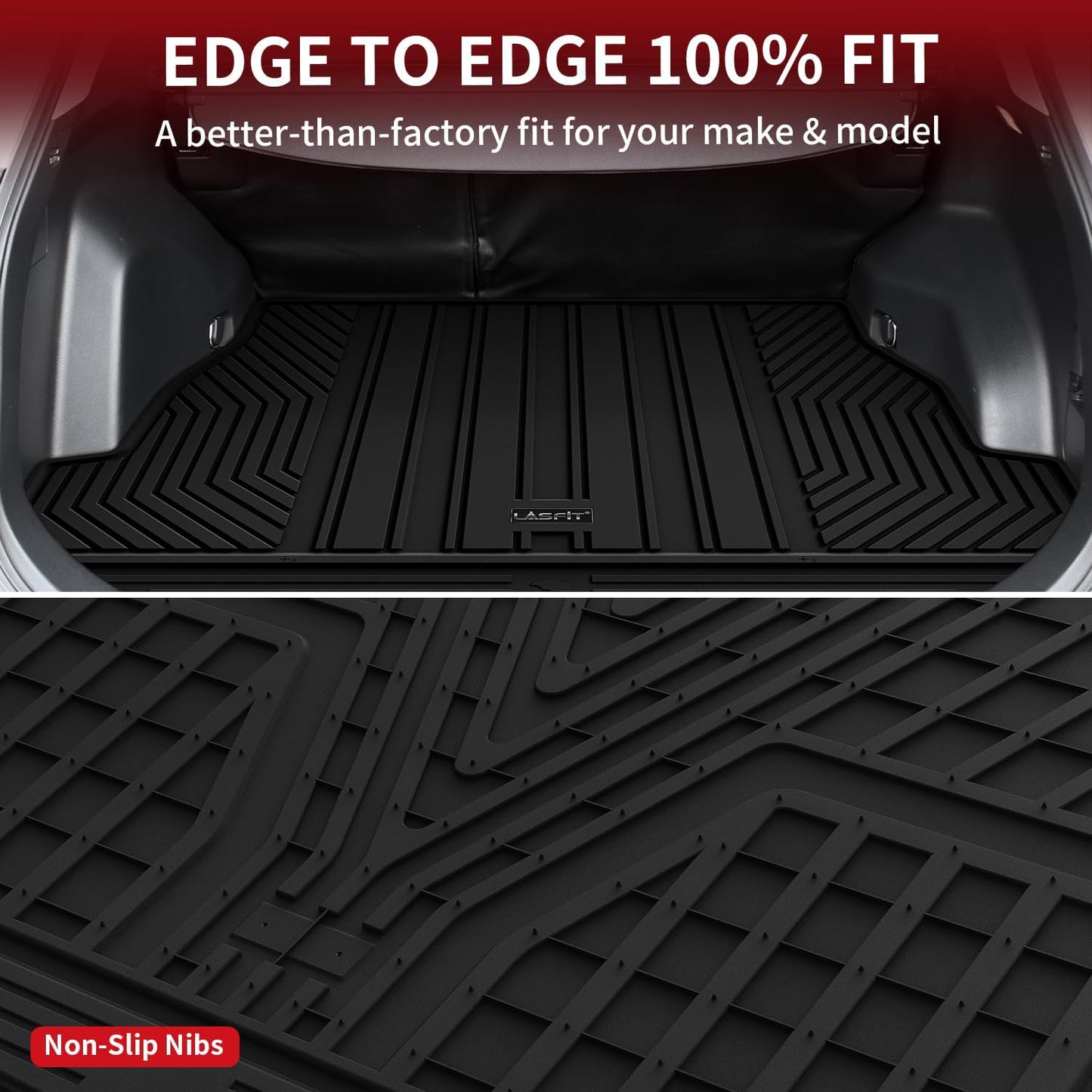 LASFIT Trunk Mats Fit for 2019-2025 Toyota RAV4 Hybrid and Gasoline (Not for Prime), All Weather Custom Fit TPE Cargo Liner, Black