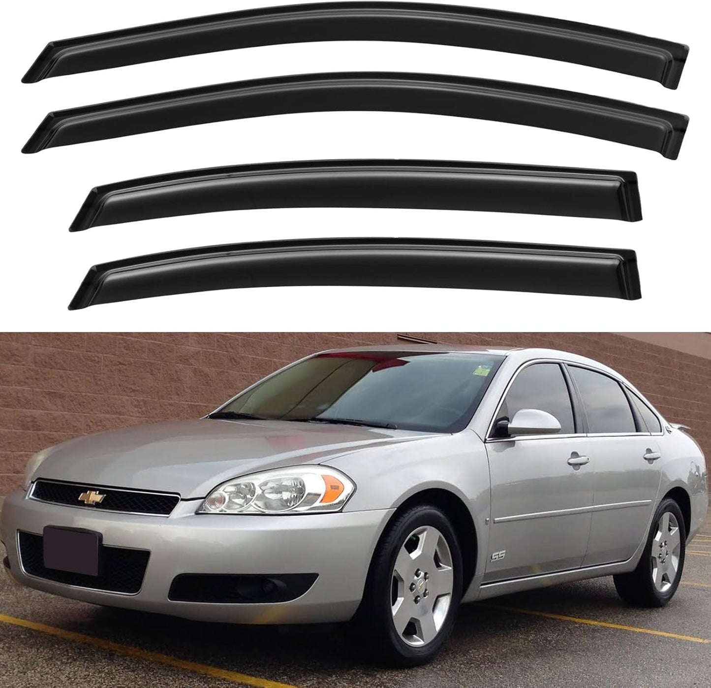 Window Visors Rain Guards for 2006-2013 Chevy Impala, Out-Channel Window Vent Wind Deflectors Visors Shades for 2014-2016 Impala Limited