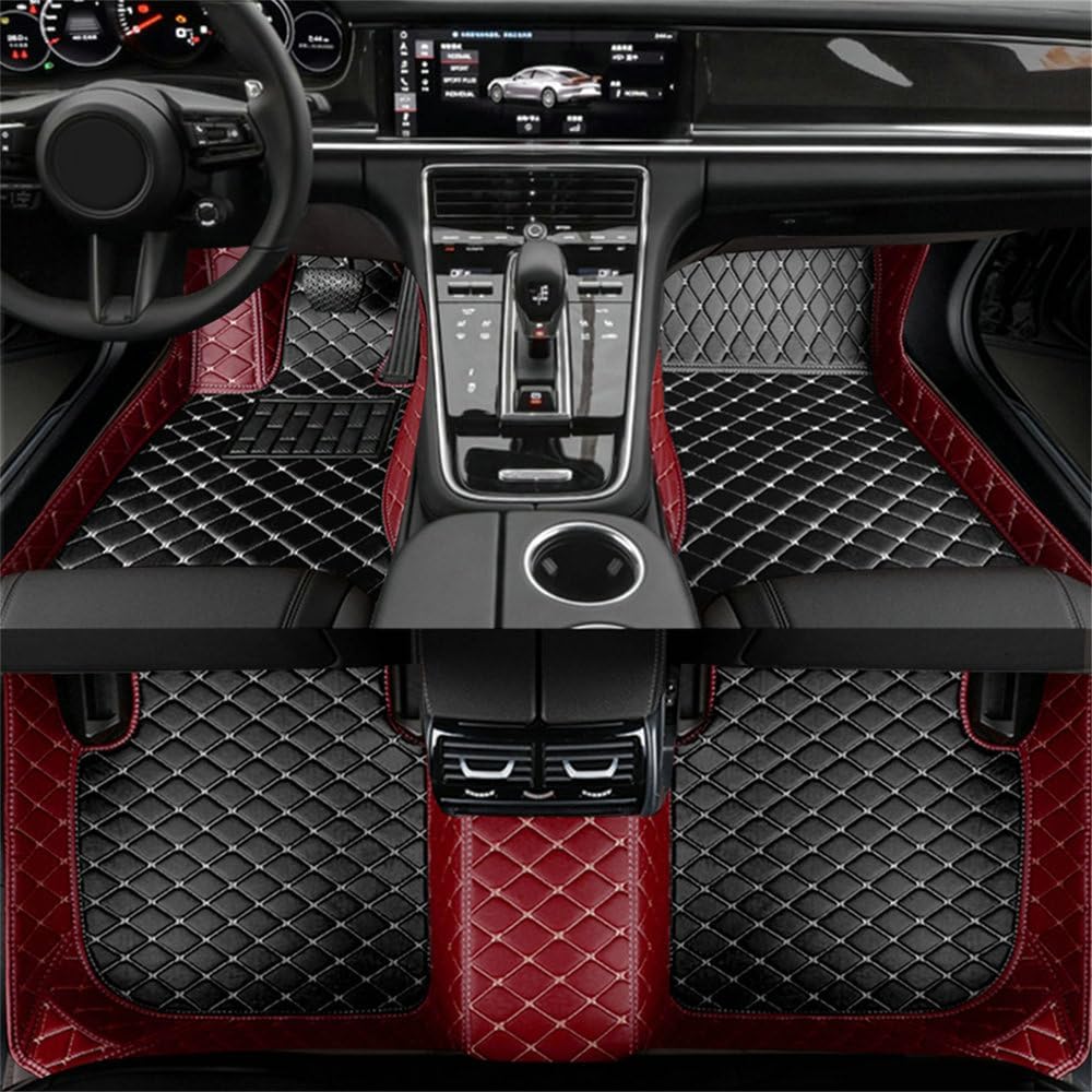 Custom Artificial Leather Waterproof All-Weather Car Floor Mats Fit for 99% Sedan SUV Sports Car Vehicle Car Mat (Wine red Black Beige)