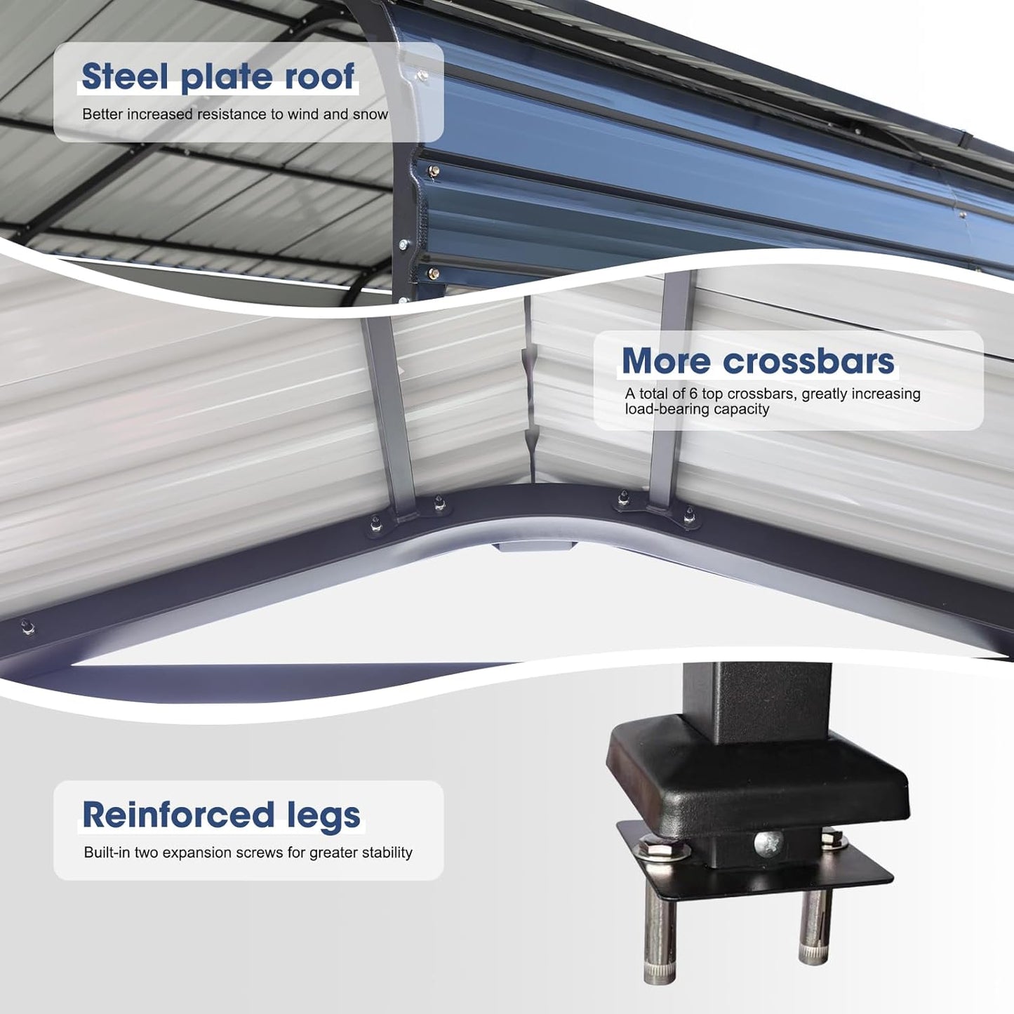 OC Orange-Casual 12 x 20 FT Metal Carport, Outdoor Heavy Duty Steel Canopy, Garage Car Shelter Shade with Metal Roof, Patio Car Tent for Car,Truck and Boats, Dark Gray