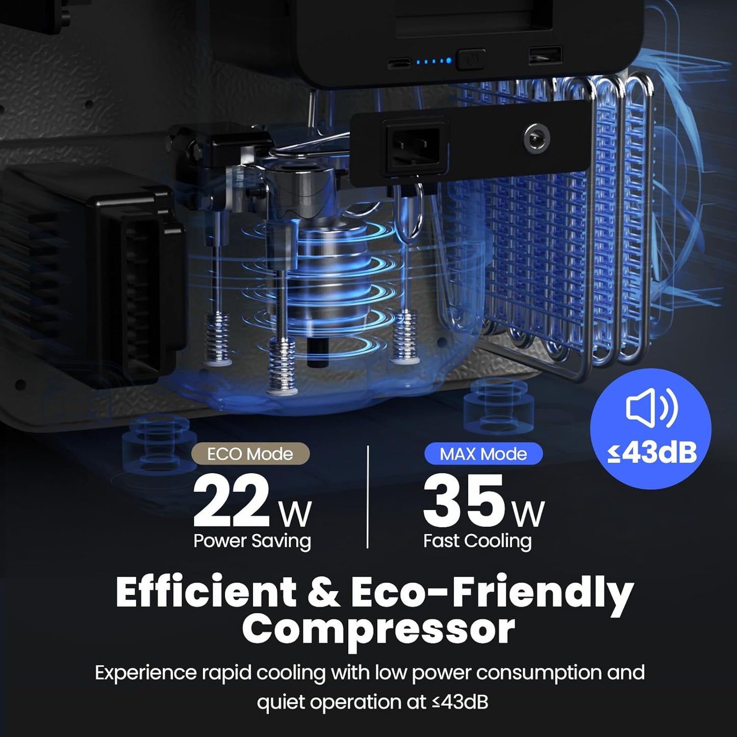 EENOUR D10 12 Volt Car Refrigerator, Portable Freezer 10.6Qt/10L, Compressor Electric Cooler, -4~50℉, 12/24V DC, 110~240V AC, 12V Fridge for Camping, Road Trips, RV, Truck (Battery Included) - Black