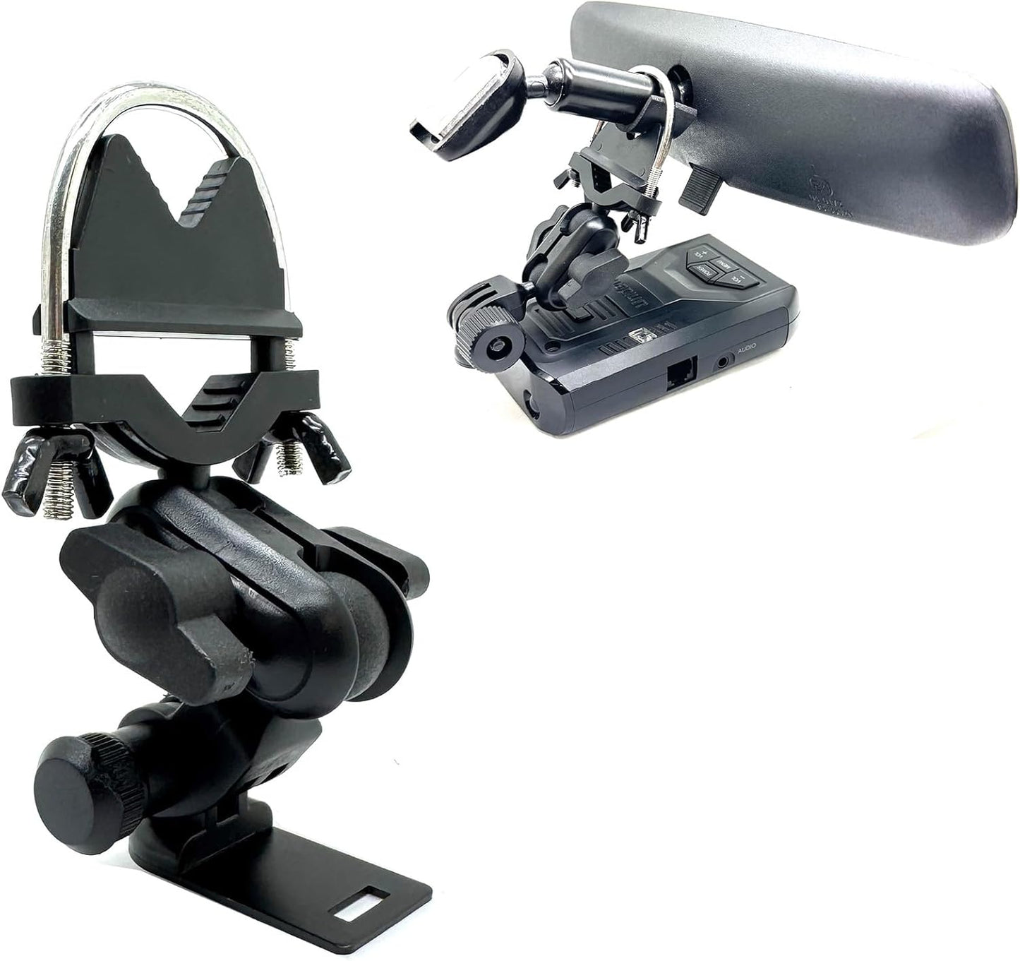 ChargerCity Enhanced U-Bolt Stainless Steel Lock Rearview Mirror Pole Bar Stem Mount for Uniden Radar Detector