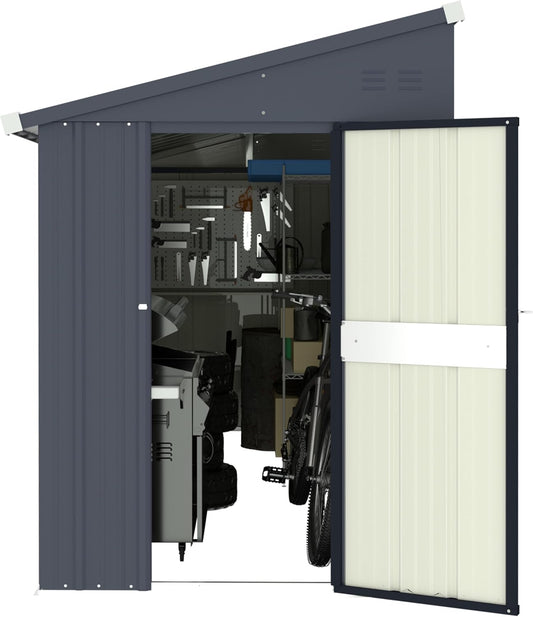BlueWish 4'x10' Storage Shed, Outdoor Storage Shed with Vents, Galvanized Sloping Roof, Metal Tool Shed Small Shed for Tool Storage, Garbage,Pet House