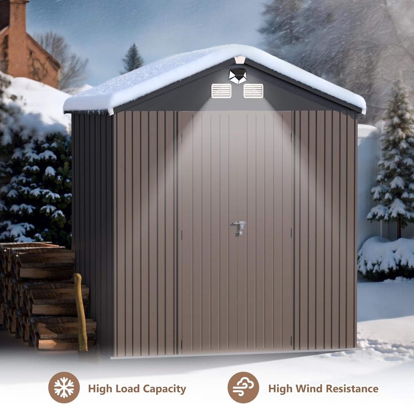8x6 FT Outdoor Storage Shed,Metal Tool Sheds,Waterproof Outside Storage Shed with Lockable Doors & Air Vent,Storage Building for Backyard Garden