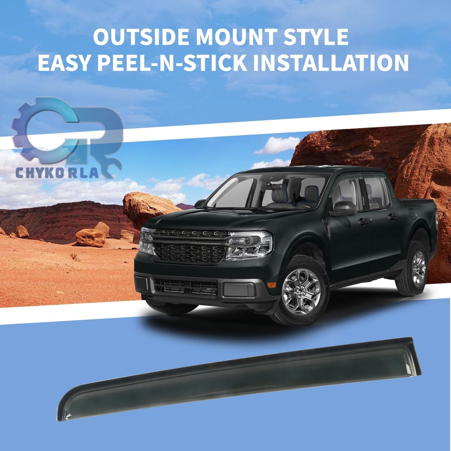 4PCS Window Rain Guards Fit for 2022 2023 2024 2025 Ford Maverick XL XLT Lariat, Smoke Tinted Side Window Visors Wind Deflectors, Outside Mount Side Vent Shades Shields