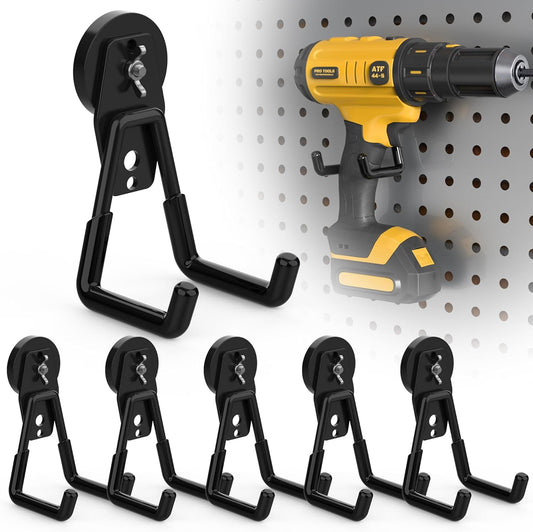 6 Pack Large Heavy Duty Magnetic Hook Extra Strong Magnetic Garage Hooks Big NdFeB Industrial Magnet Hooks Magnetic Utility Storage Holder Organization with Anti-Slip Coating for Hanging Garden Tool
