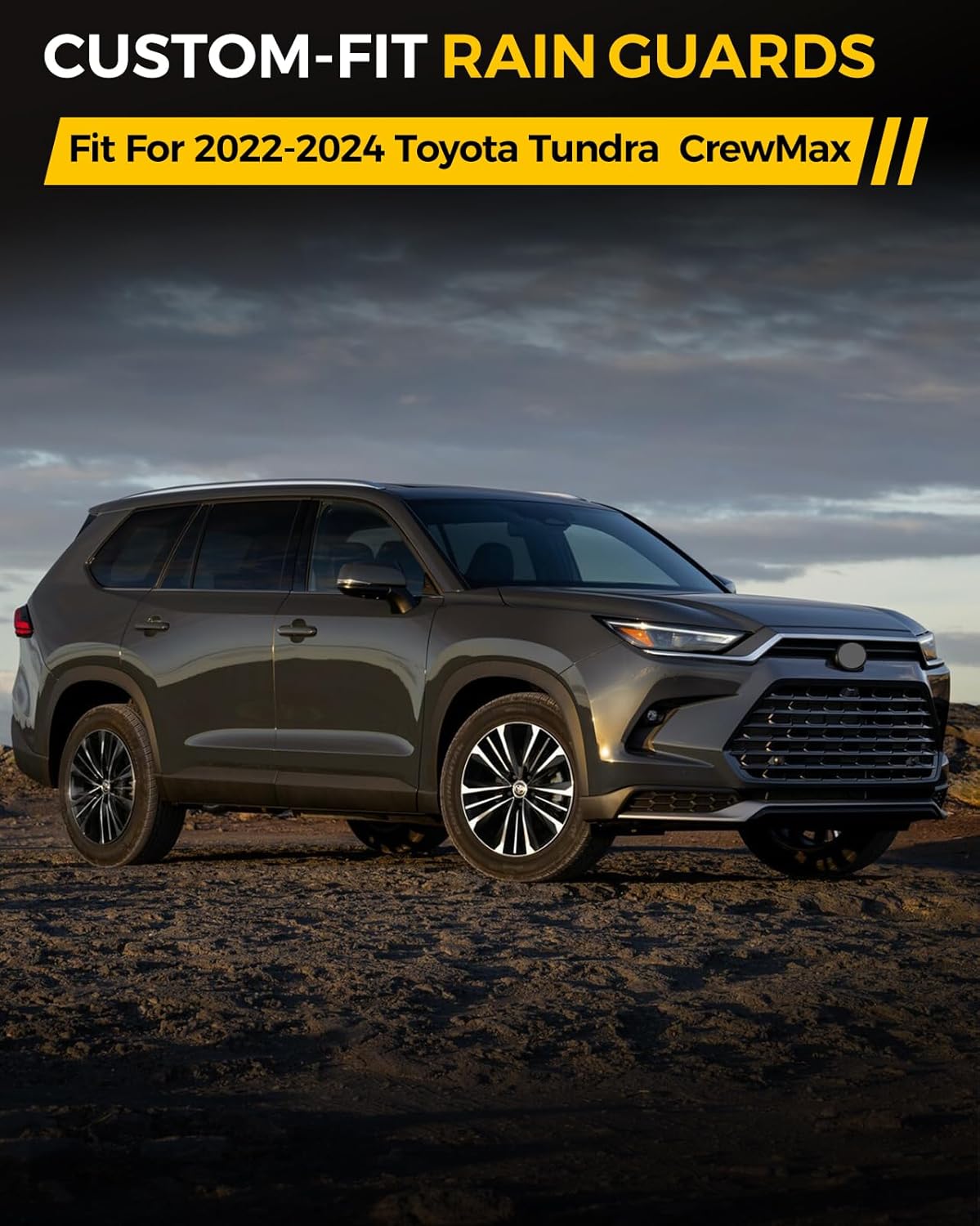 Rain Guards for Car Windows, Tape-On Window Visors Rain Guards Fit for 2022-2024 Toyota Tundra Crew Max, Window Deflectors, Vent Visors for Toyota Car Accessories, 4 Pieces