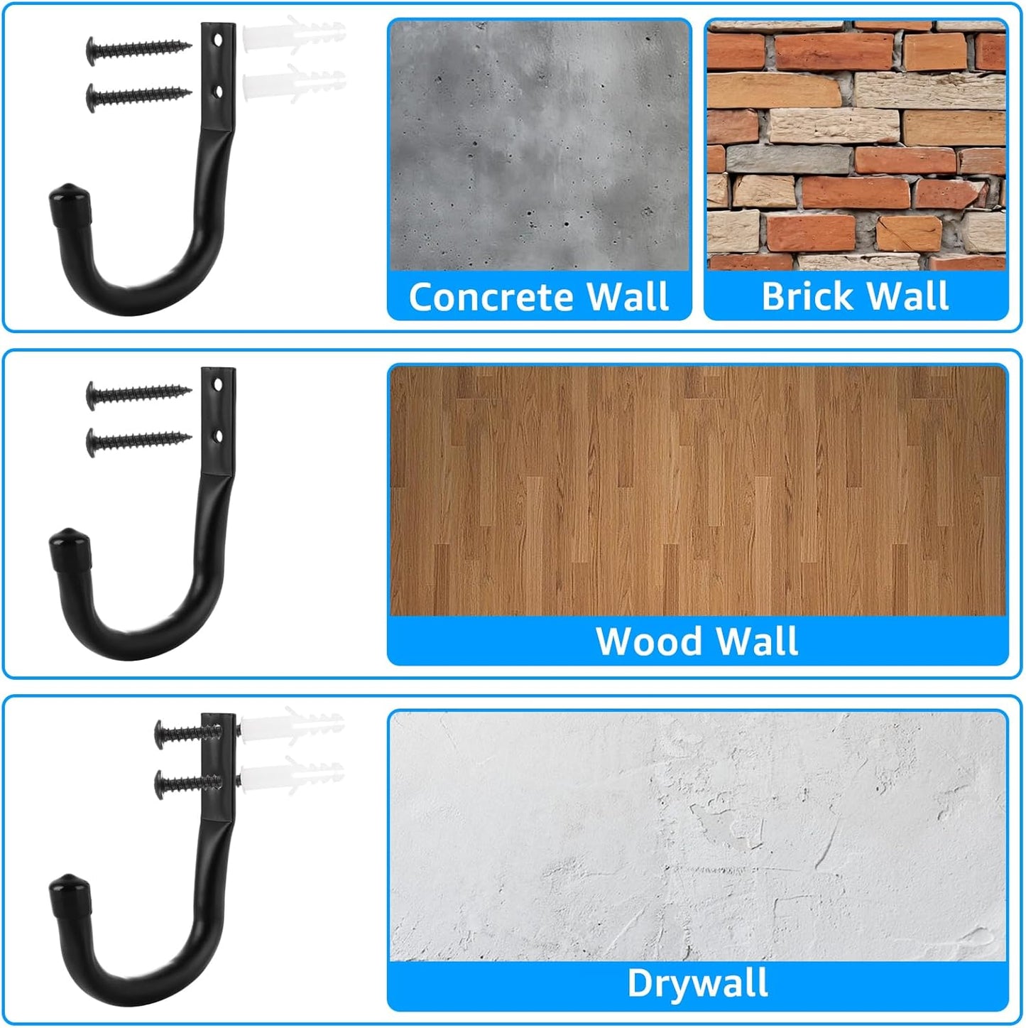 24 Pack Heavy Duty Garage Storage Utility Hooks 3.35" Kayak Wall Hangers Ladder Hooks for Garage, Utility Hooks for Ladder Garden Tool Hose Bike Shelf, Outdoor or Indoor Use