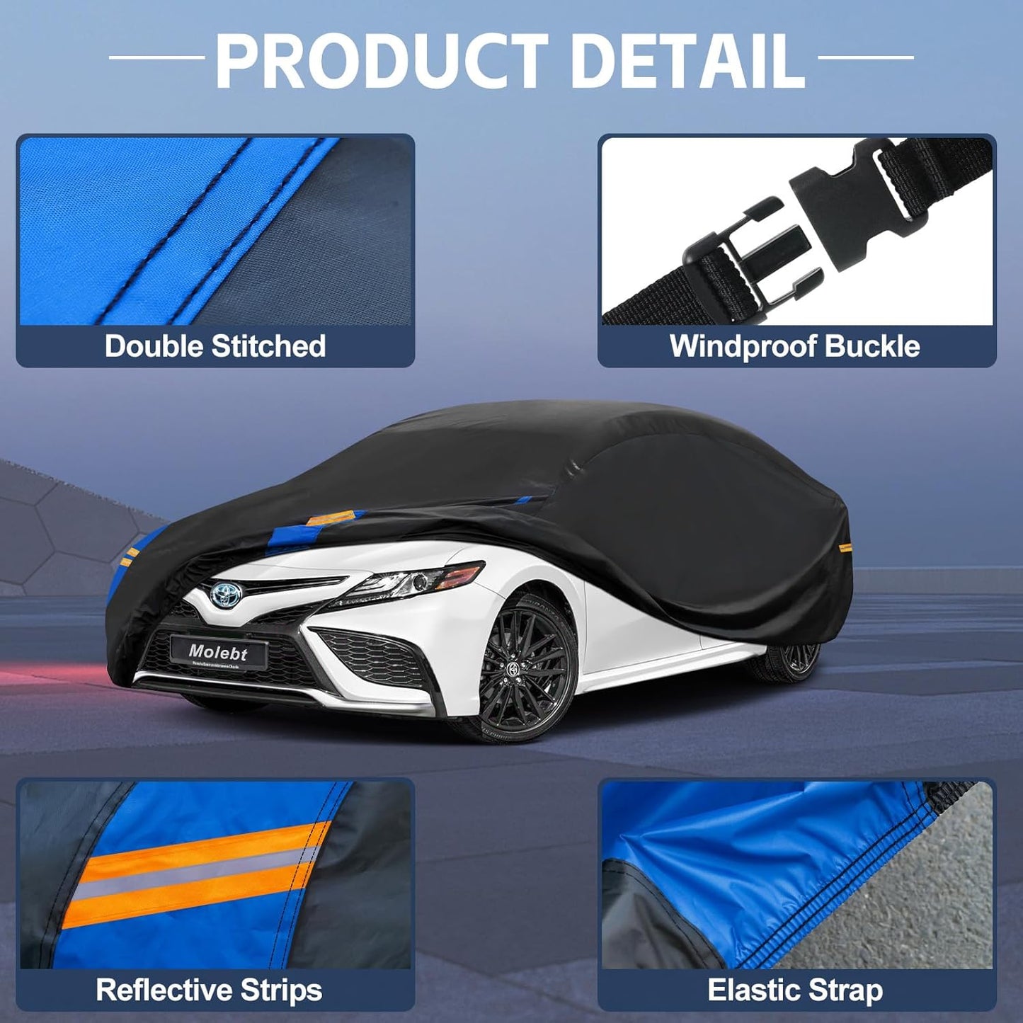 Car Cover Waterproof All Weather for Automobiles, Full Exterior Covers for Hatchback (163-178 inch) Universal Fit for Toyota Corolla, Mazda 3, etc. Rain Winter Sun Snow Protection.