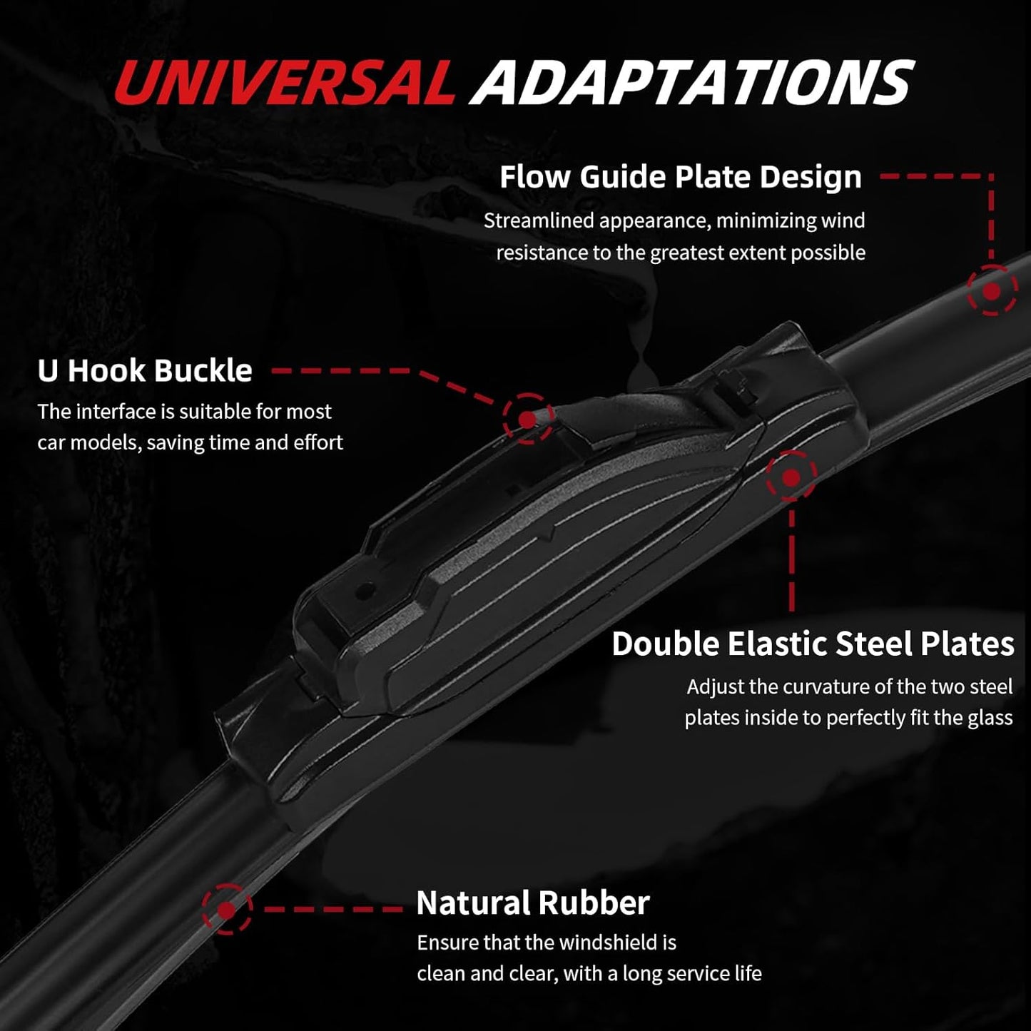 OTUAYAUTO Premium Windshield Wiper Blades - Replacement for Honda HRV HR-V 2016-2022, All-Weather Performance, Front and Rear Wiper Blades, U Hook - 26"+18"+10" (Pack of 3)