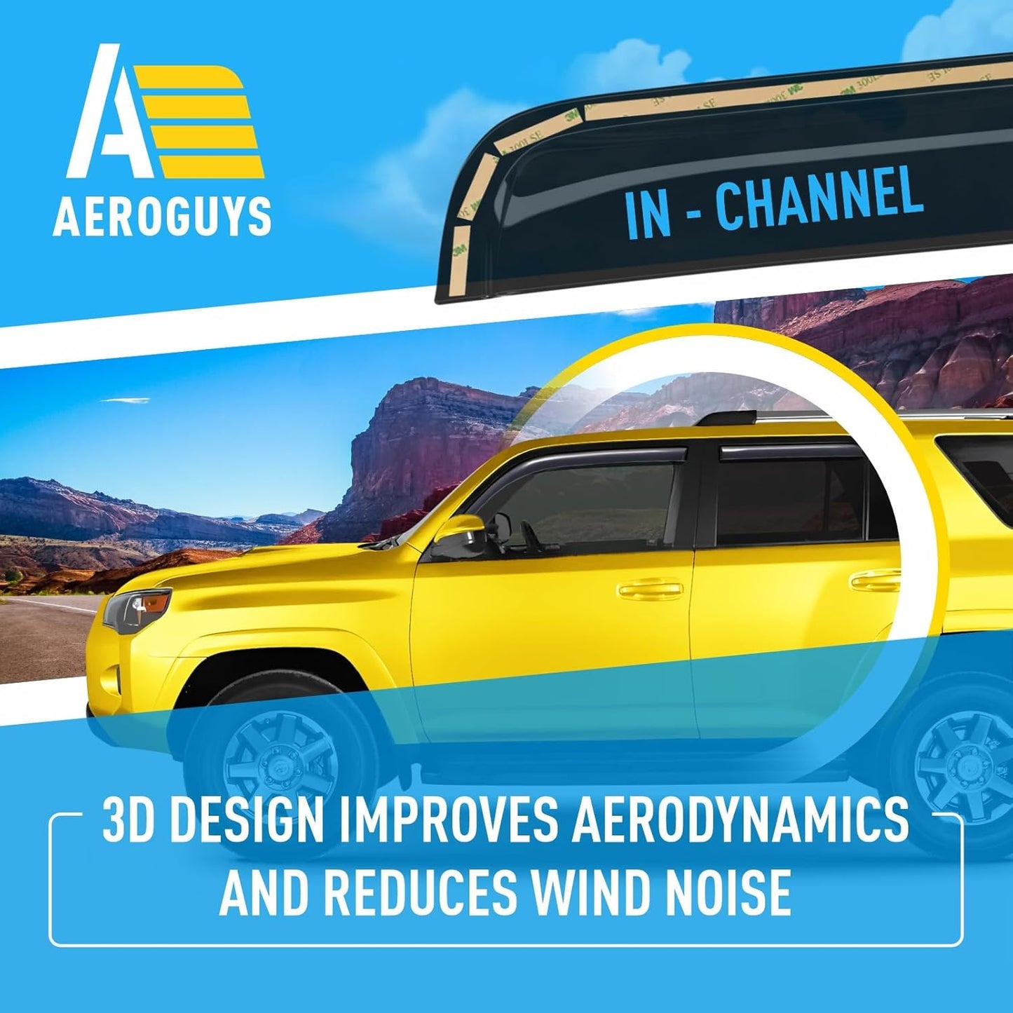 Extra Durable Window Deflectors Tape-On Window Visors Rain Guards Fit for Toyota 4Runner 2010-2024, Sun Visors, Wind Vent for Shades, Exterior Car Accessories - 4pcs. AG0112