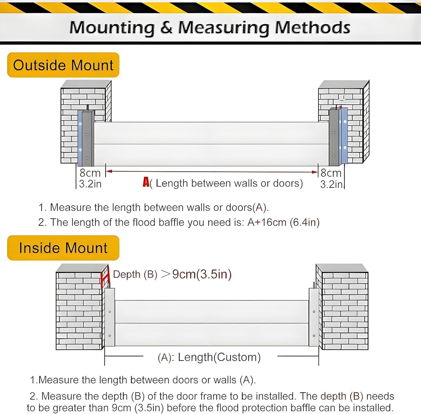 Flood Barriers for Home Exterior - Aluminum Alloy Outdoor Easy Flood Barrier Garage Doors Water Barriers for Flooding,H39.4 Inch/L9.5FT