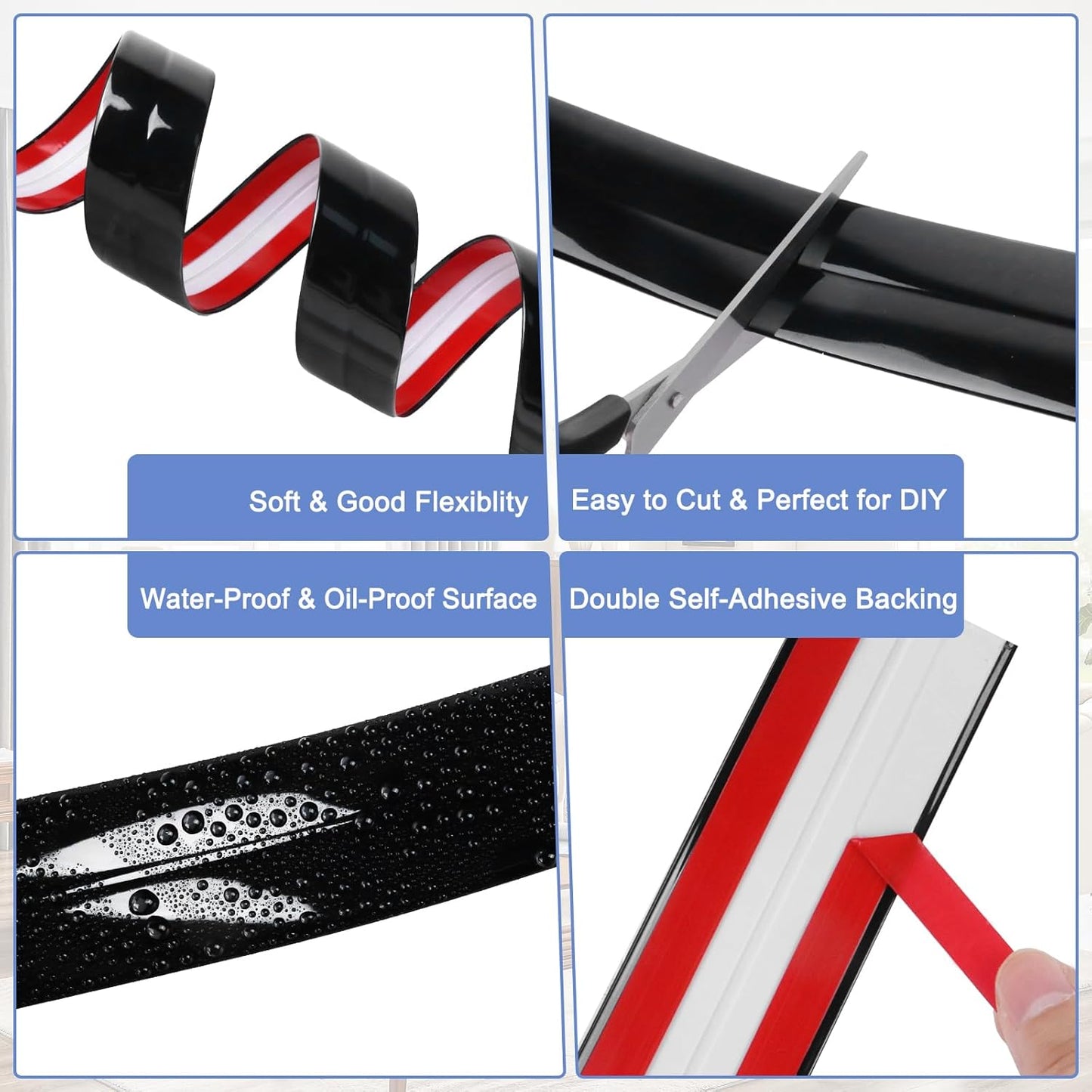 Wall Corner Protector Moulding Trim Peel and Stick Wall Corner Guards Trim Flexible Self Adhesive Edge Protector Moulding, 2.4 in x 40 Ft, Black