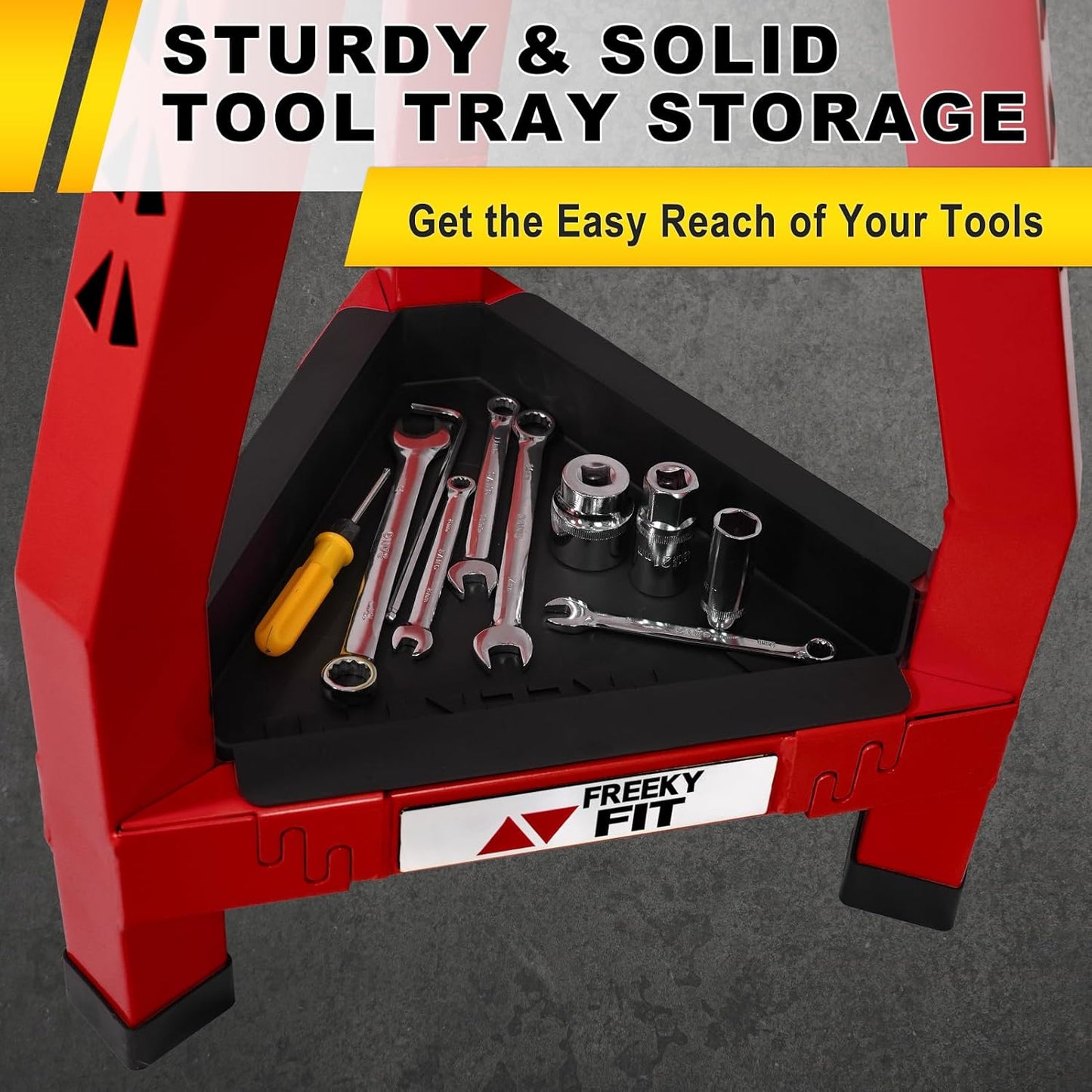 Adjustable Tall Shop Stool, Mechanic Garage Bar Stool Chair, Work Metal Chair for Workshop,360° Swivel Padded Seat, Tool Tray Storage, 350 LBS Capacity, Heavy Duty, Red