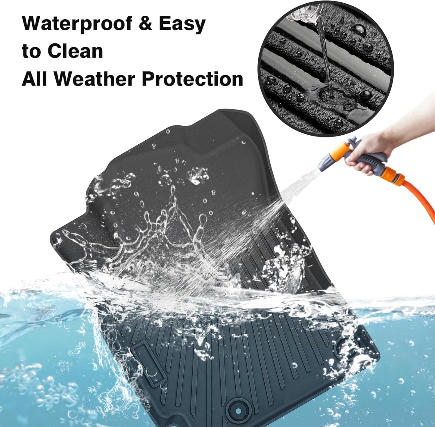 Powerty Floor Mats for 2019-2022 2023 2024 Kia Forte Accessories All Weather Floor Liner 3D TPE 1st & 2nd Row Floor Mat Heavy-Duty Floor Liners