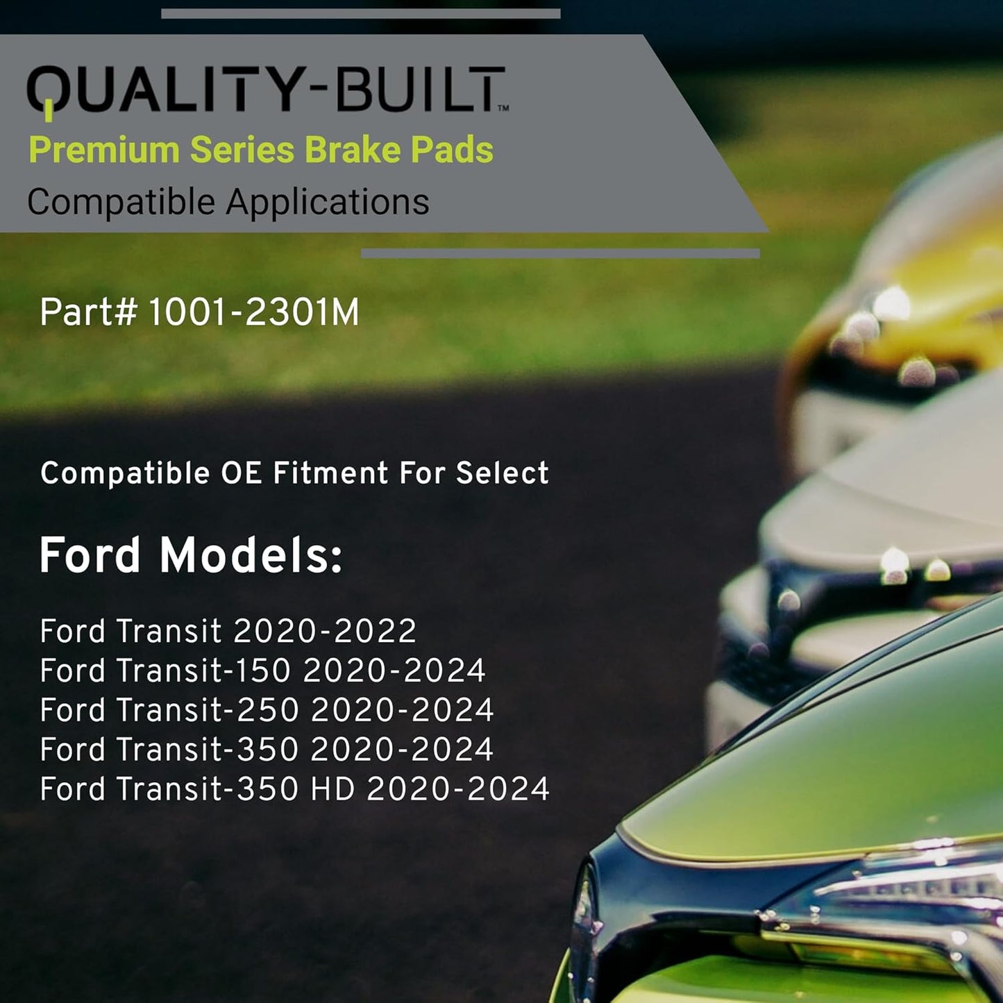 Premium Semi-Metallic Front Brake Pads (1001-2301M) Compatible with Ford Transit 2022-2020, Transit-150 2025-2020, Transit-250 2025-2020, Transit-350 2025-2020, Transit-350 HD 2024-2020